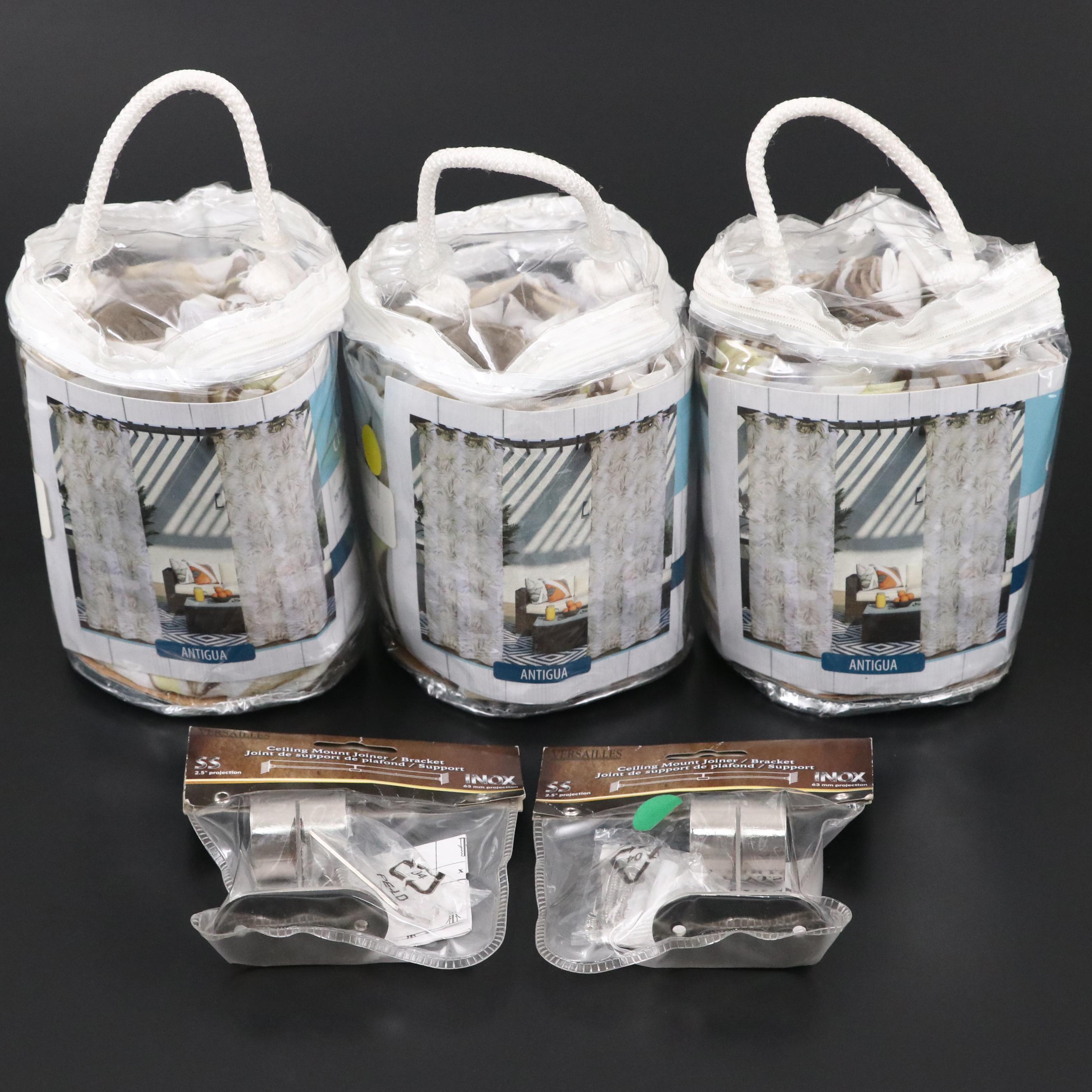 In & Outdoor Decor 84" Grommet Top "Antigua" Patio Curtains, Set of Three