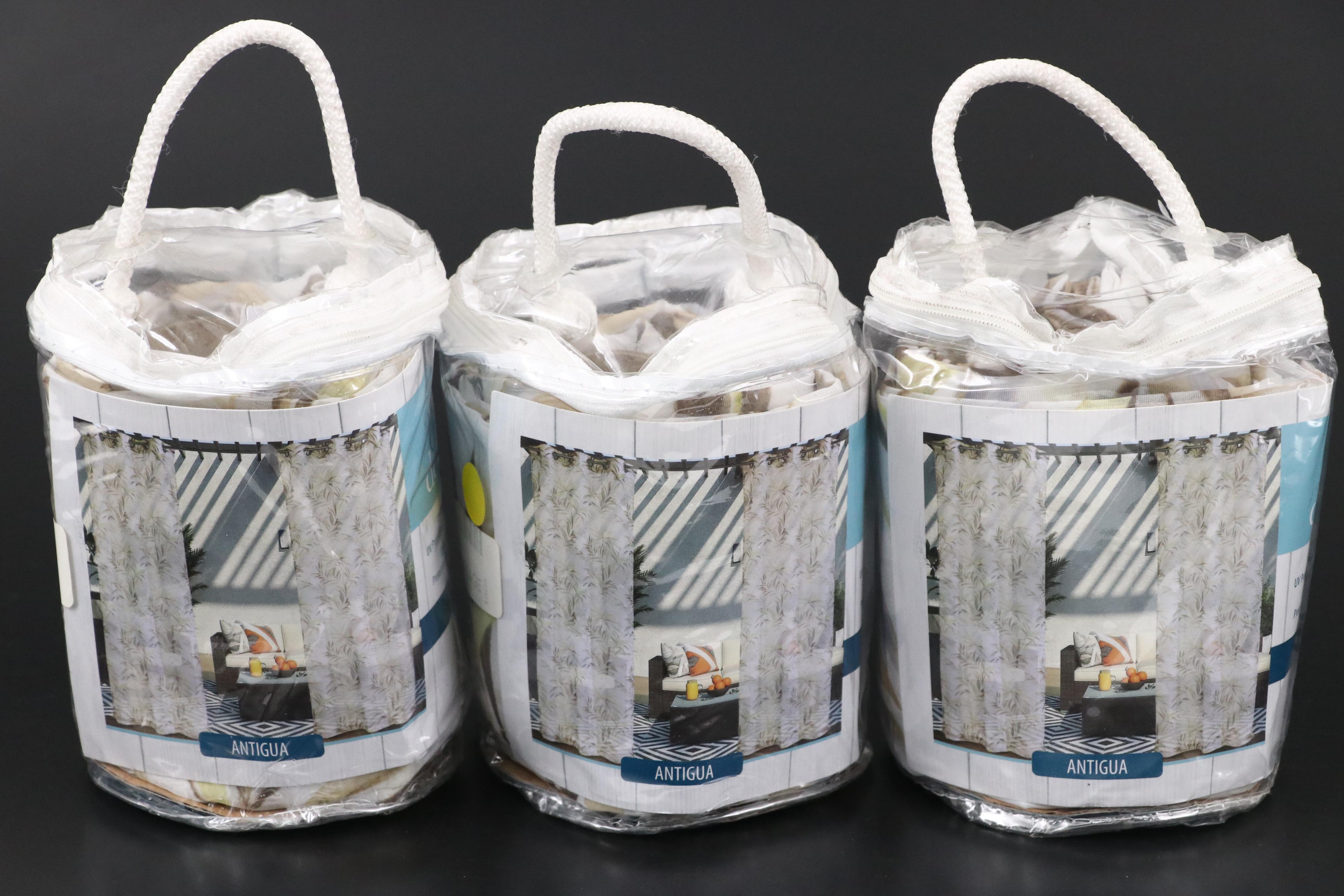 In & Outdoor Decor 84" Grommet Top "Antigua" Patio Curtains, Set of Three