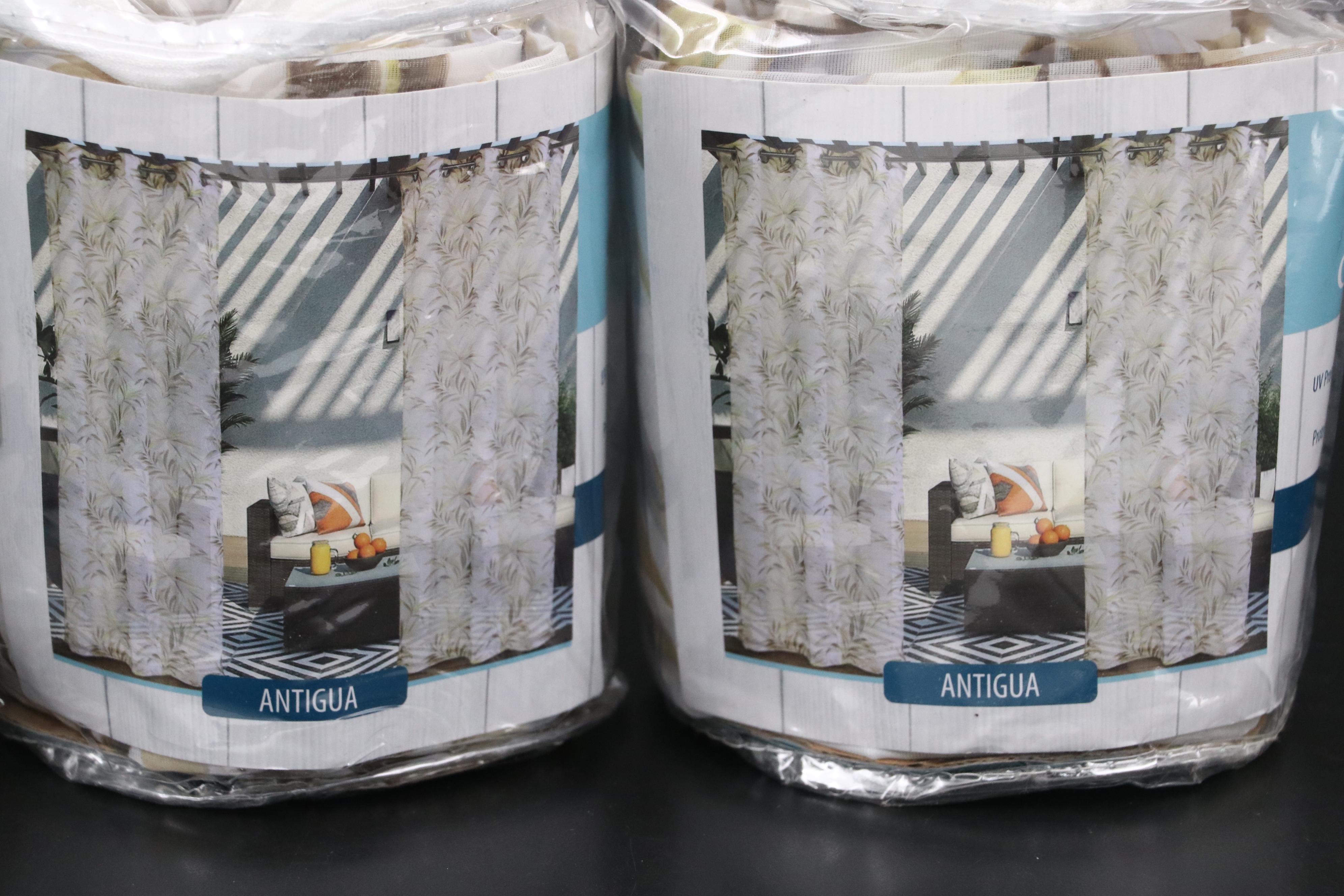 In & Outdoor Decor 84" Grommet Top "Antigua" Patio Curtains, Set of Three
