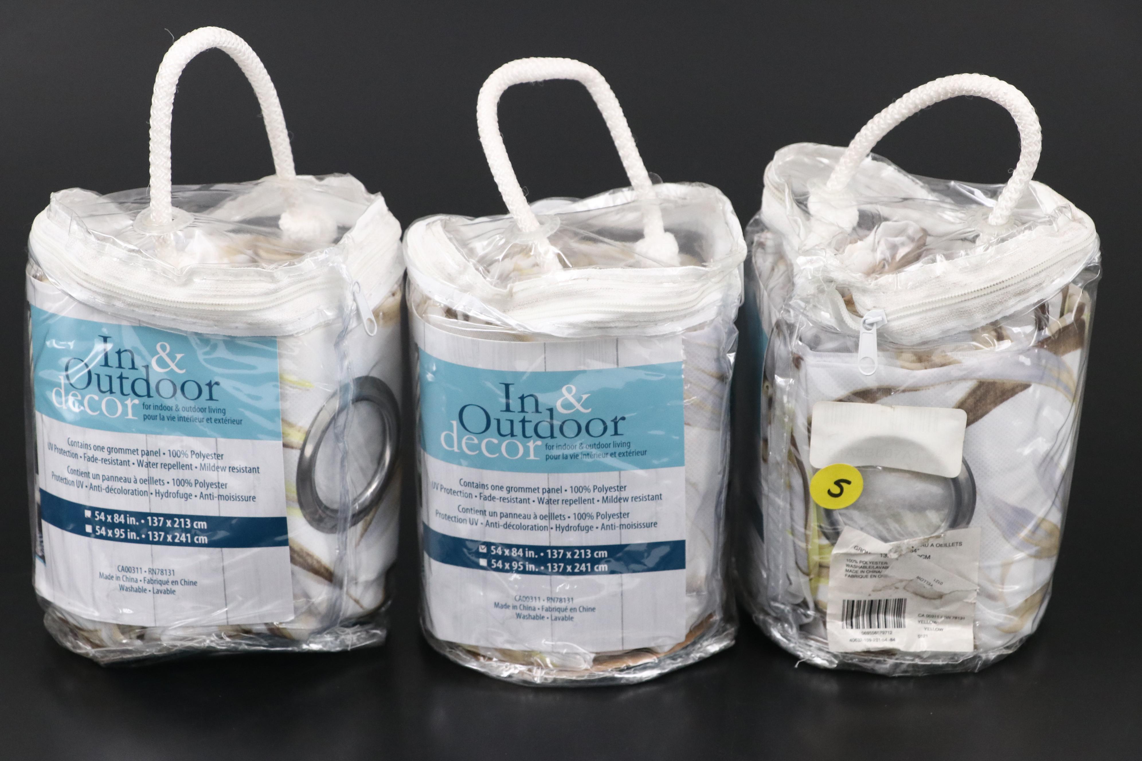 In & Outdoor Decor 84" Grommet Top "Antigua" Patio Curtains, Set of Three