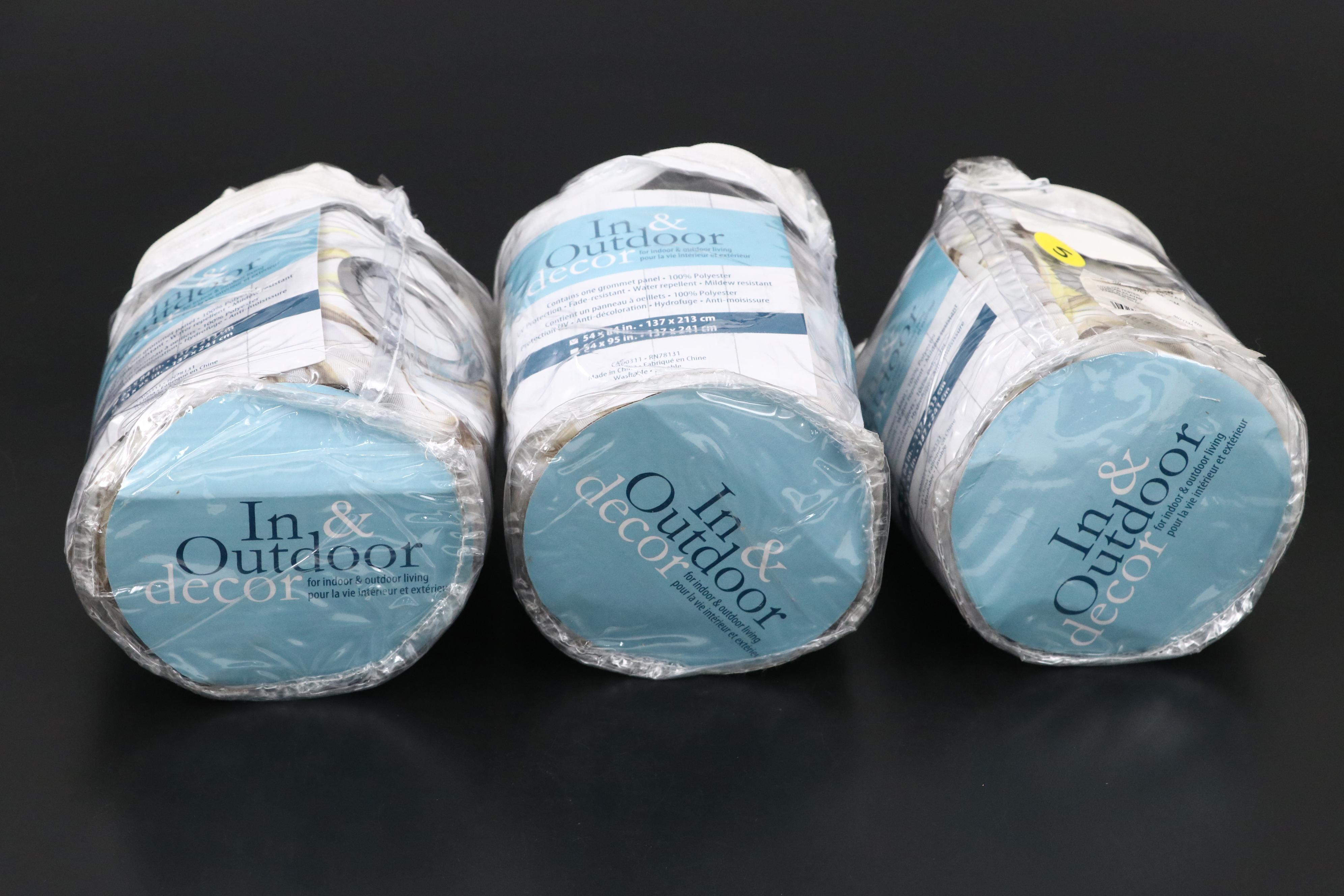 In & Outdoor Decor 84" Grommet Top "Antigua" Patio Curtains, Set of Three