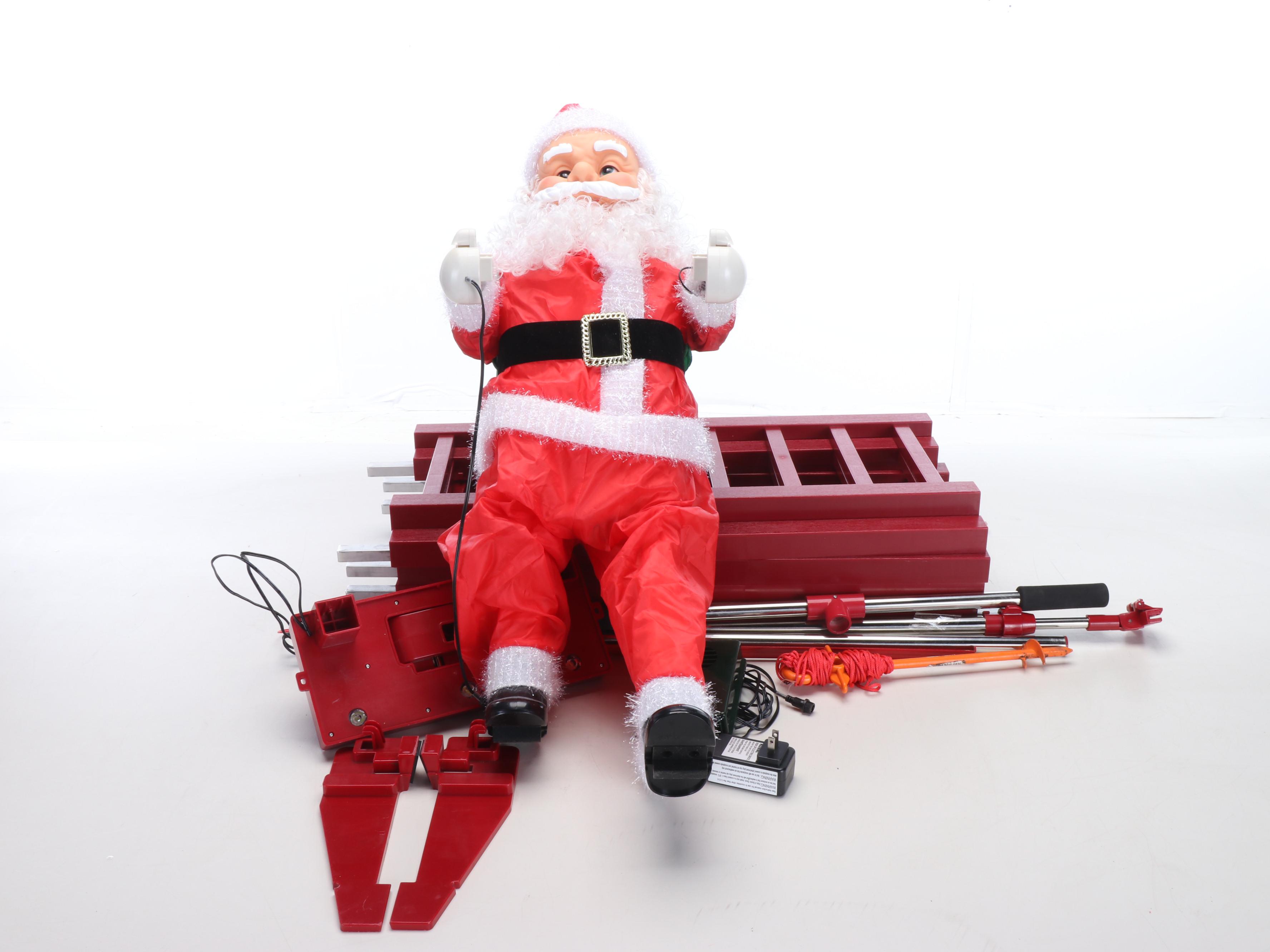 St. Nick's Choice Christmas Tree Skirts with Mr. Christmas Climbing Santa