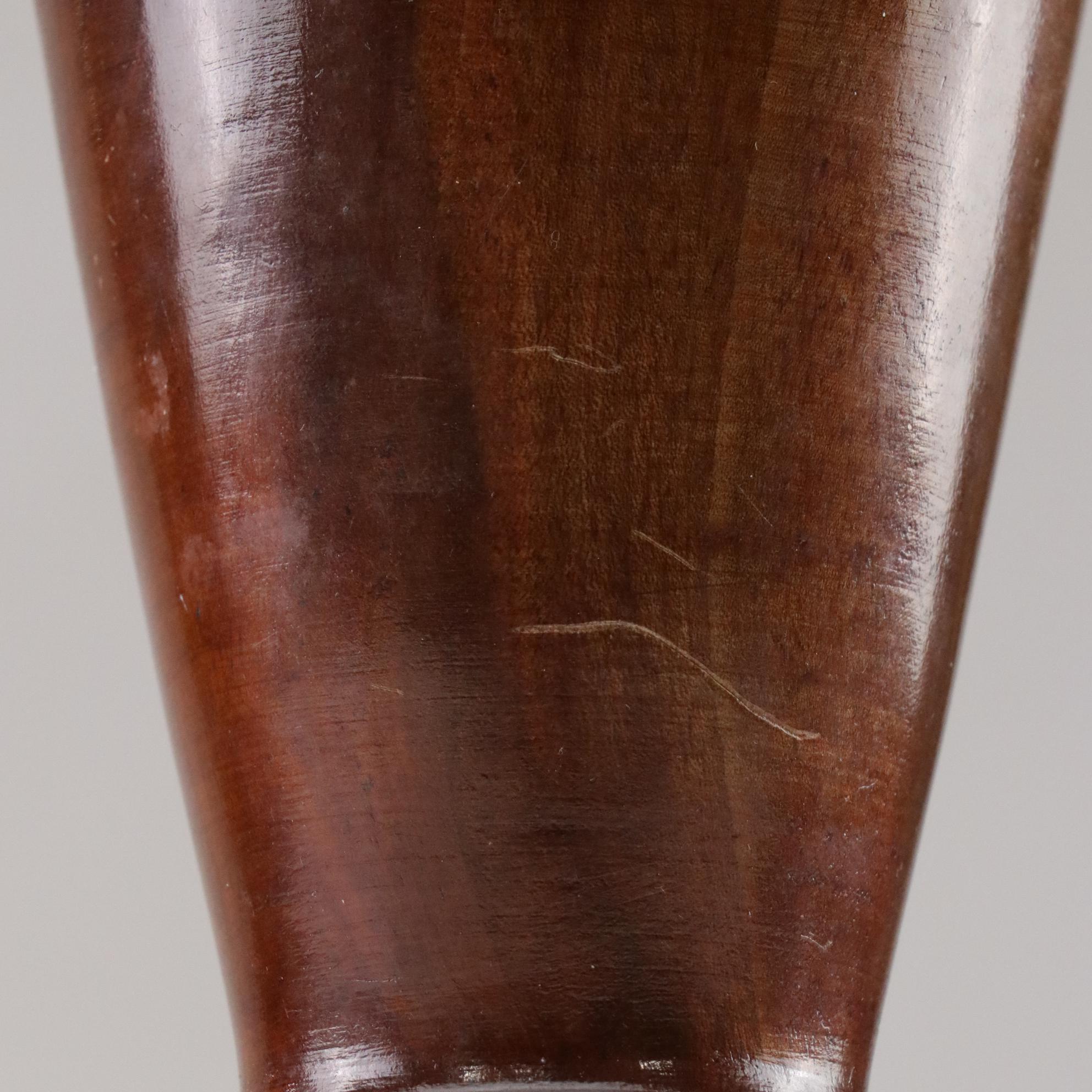 Wood Tabletop Accents Include Turned Vase and Glass Lidded Dish