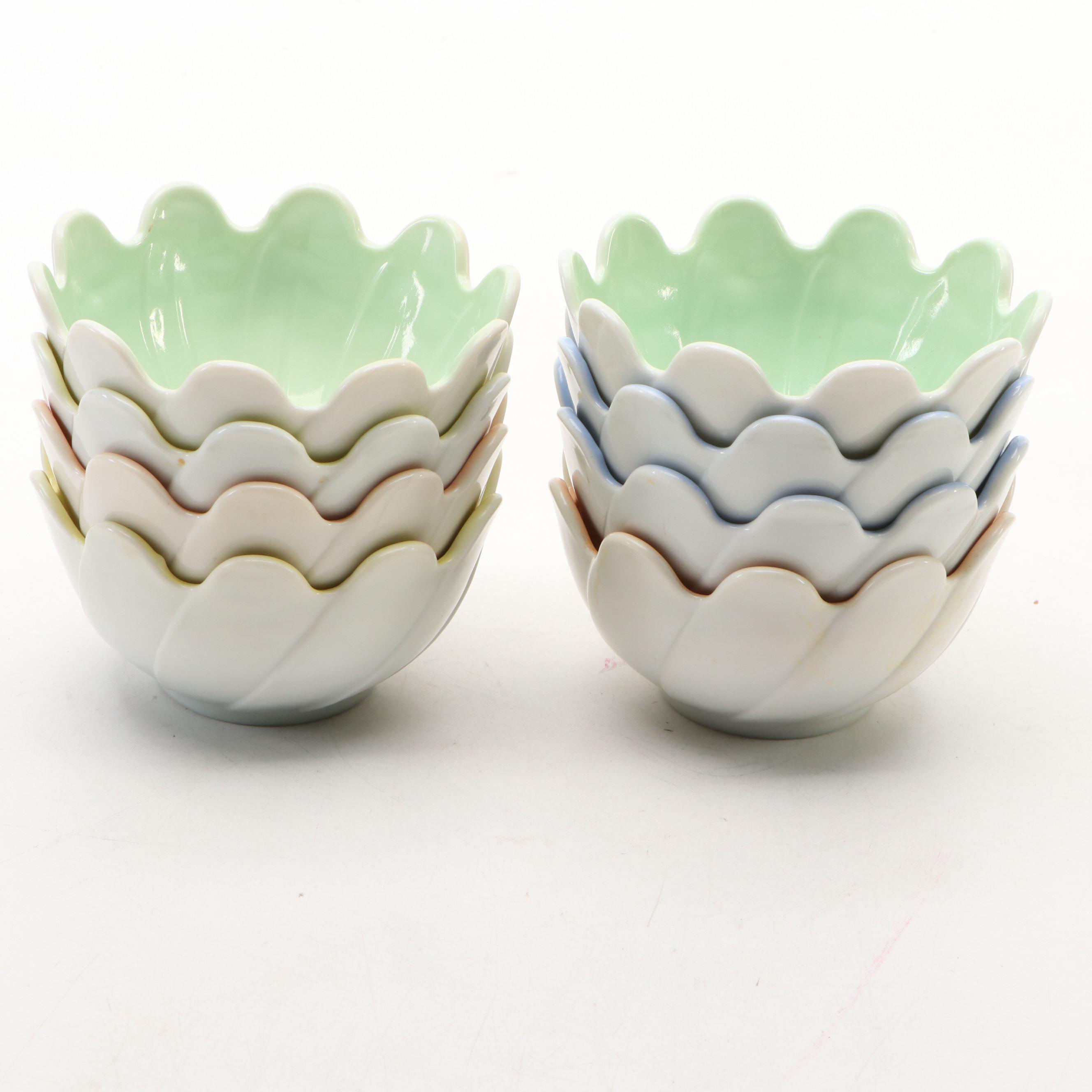 Anchor Hocking Milk Glass Lotus Plates and Bowls