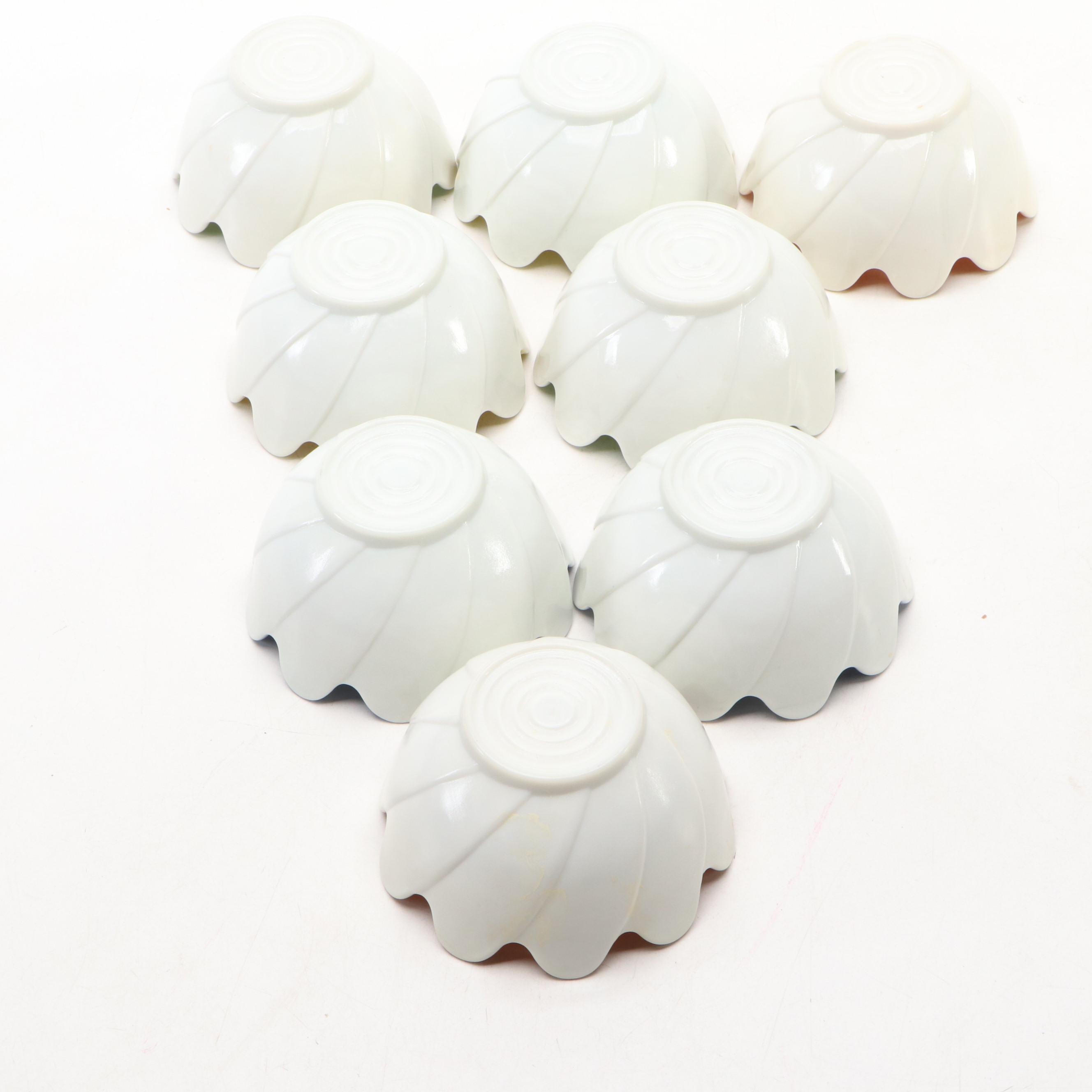 Anchor Hocking Milk Glass Lotus Plates and Bowls