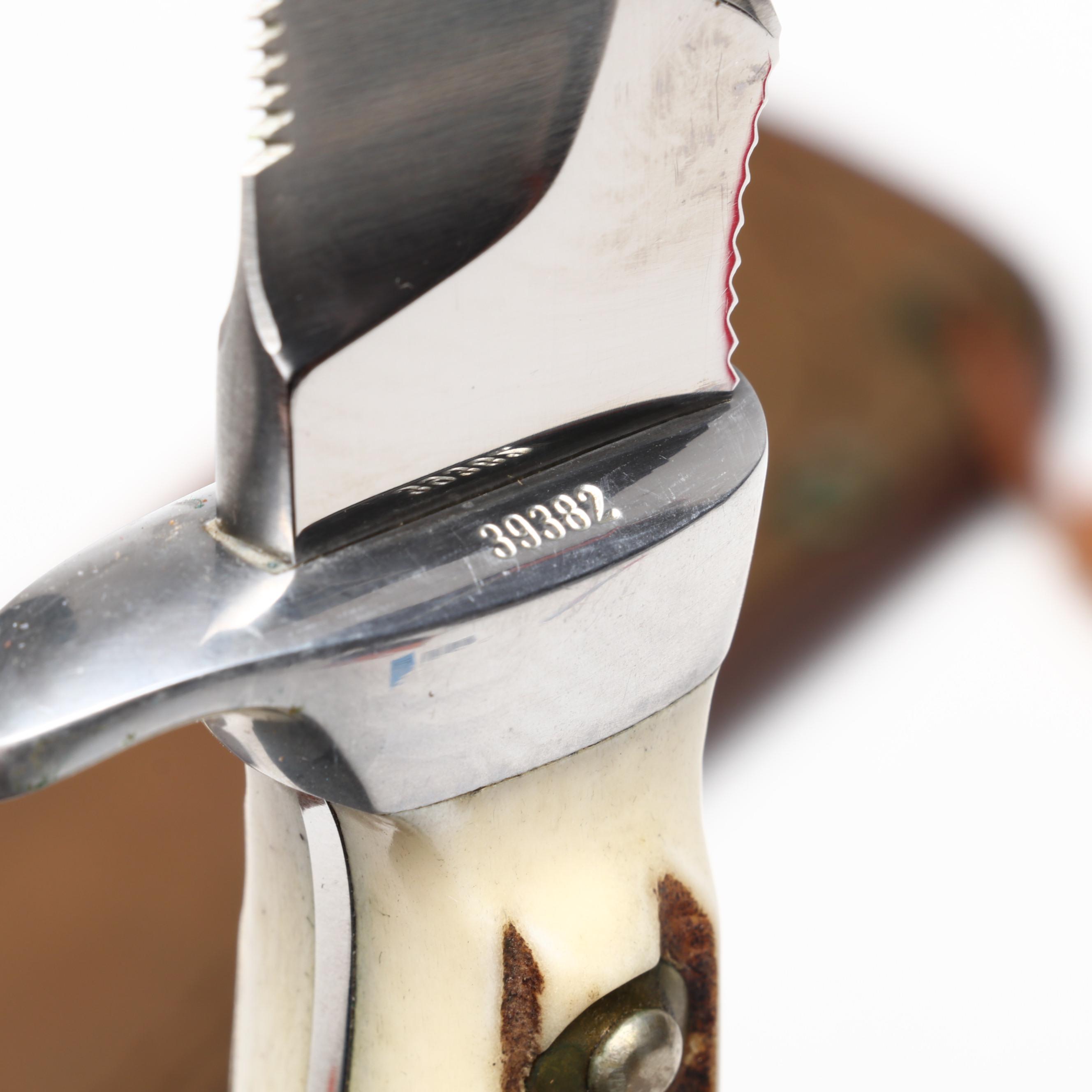 Puma "White Hunter" Stainless and Antler Handled Knife in Scabbard