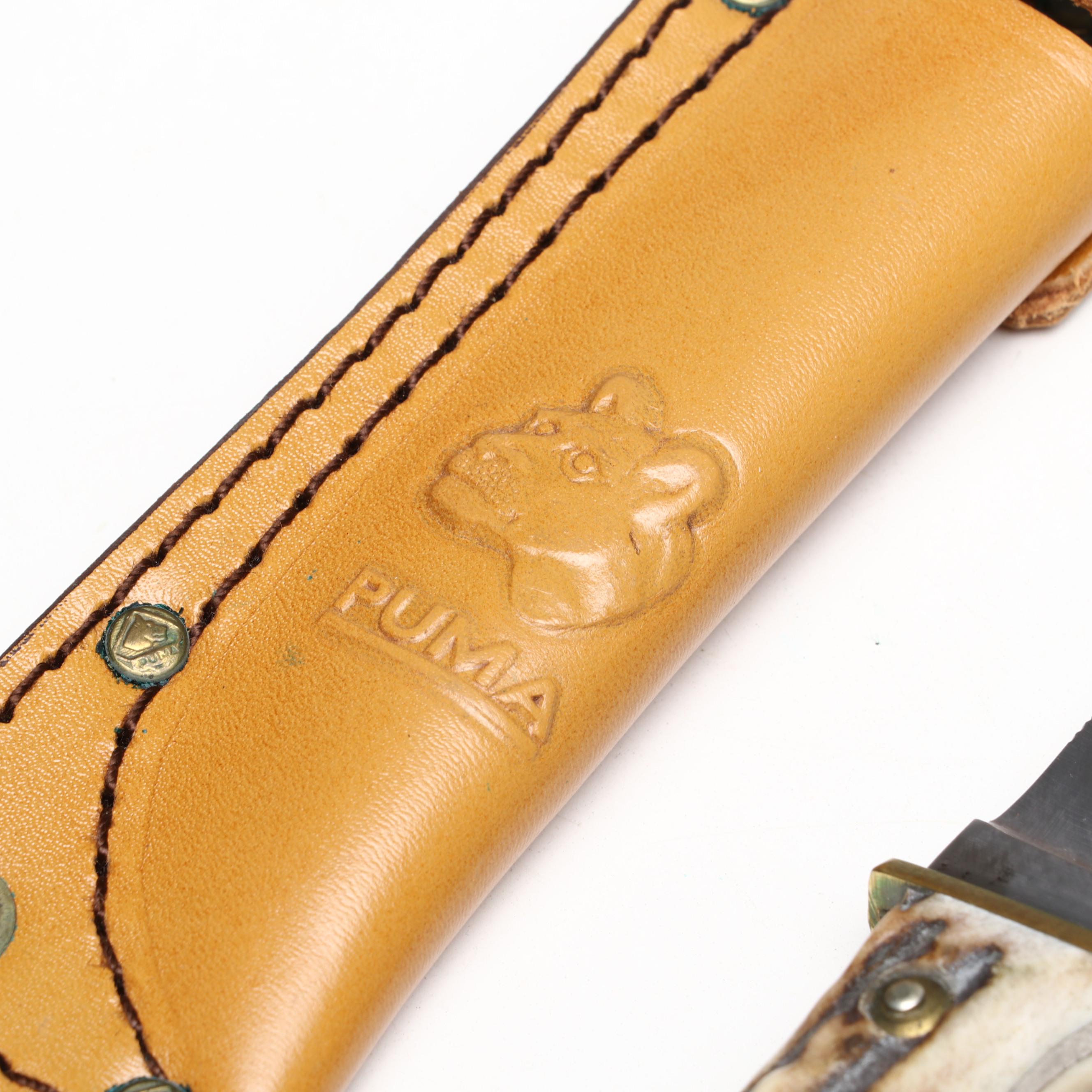 Puma "Hunter's Pal" Stainless and Antler Handled Fixed Blade Knife in Scabbard