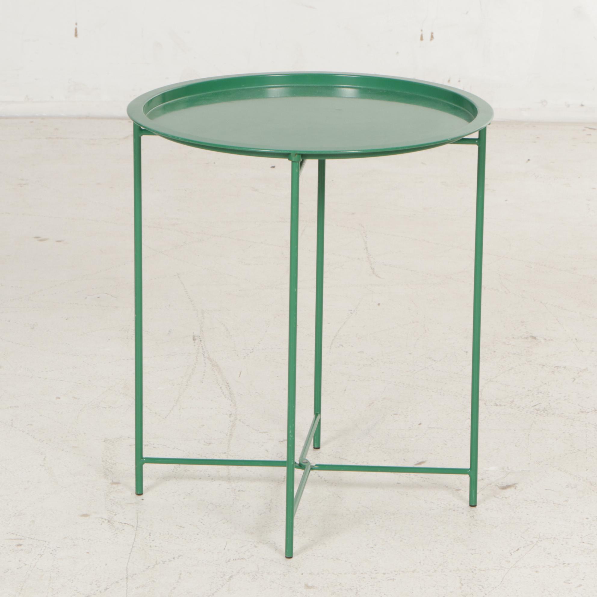 Modernist Style Two-Piece Portable Green Metal Table