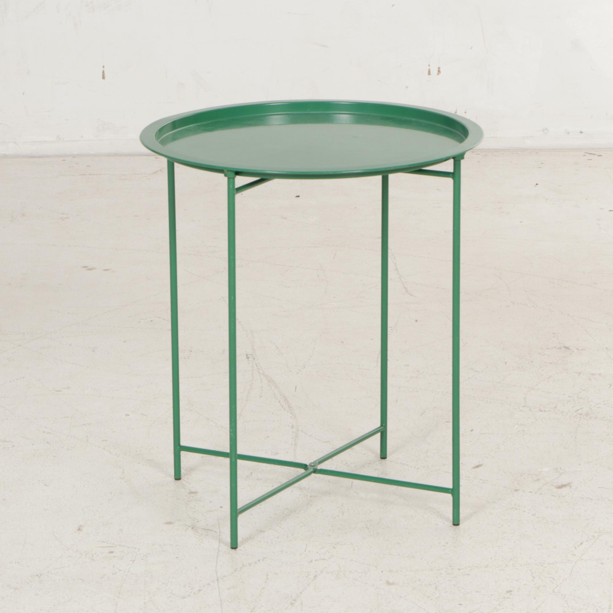 Modernist Style Two-Piece Portable Green Metal Table