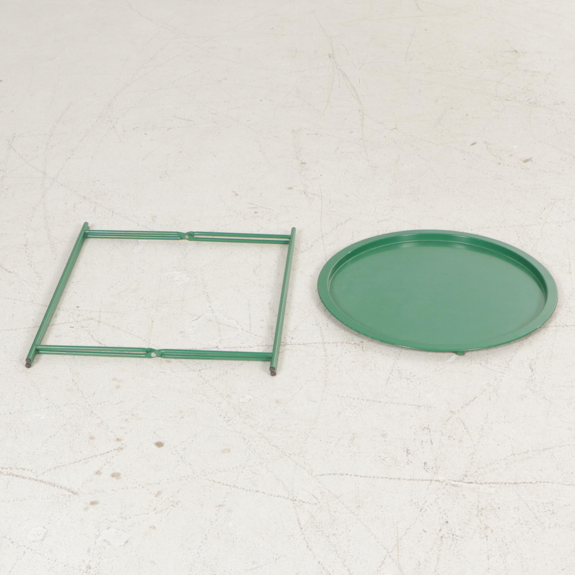 Modernist Style Two-Piece Portable Green Metal Table