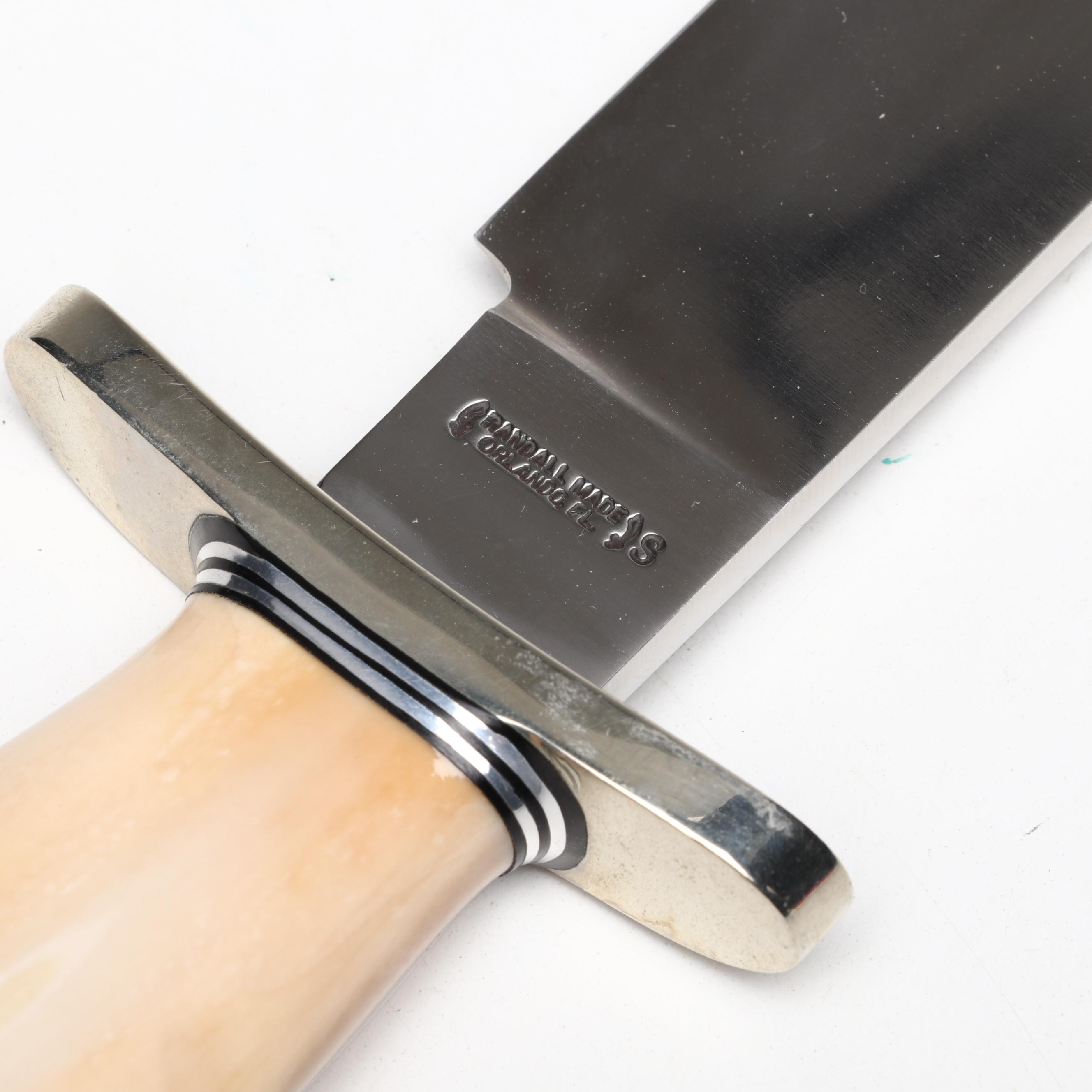 Randall Stainless Steel and Fossil Walrus Ivory Handled Bowie Knife