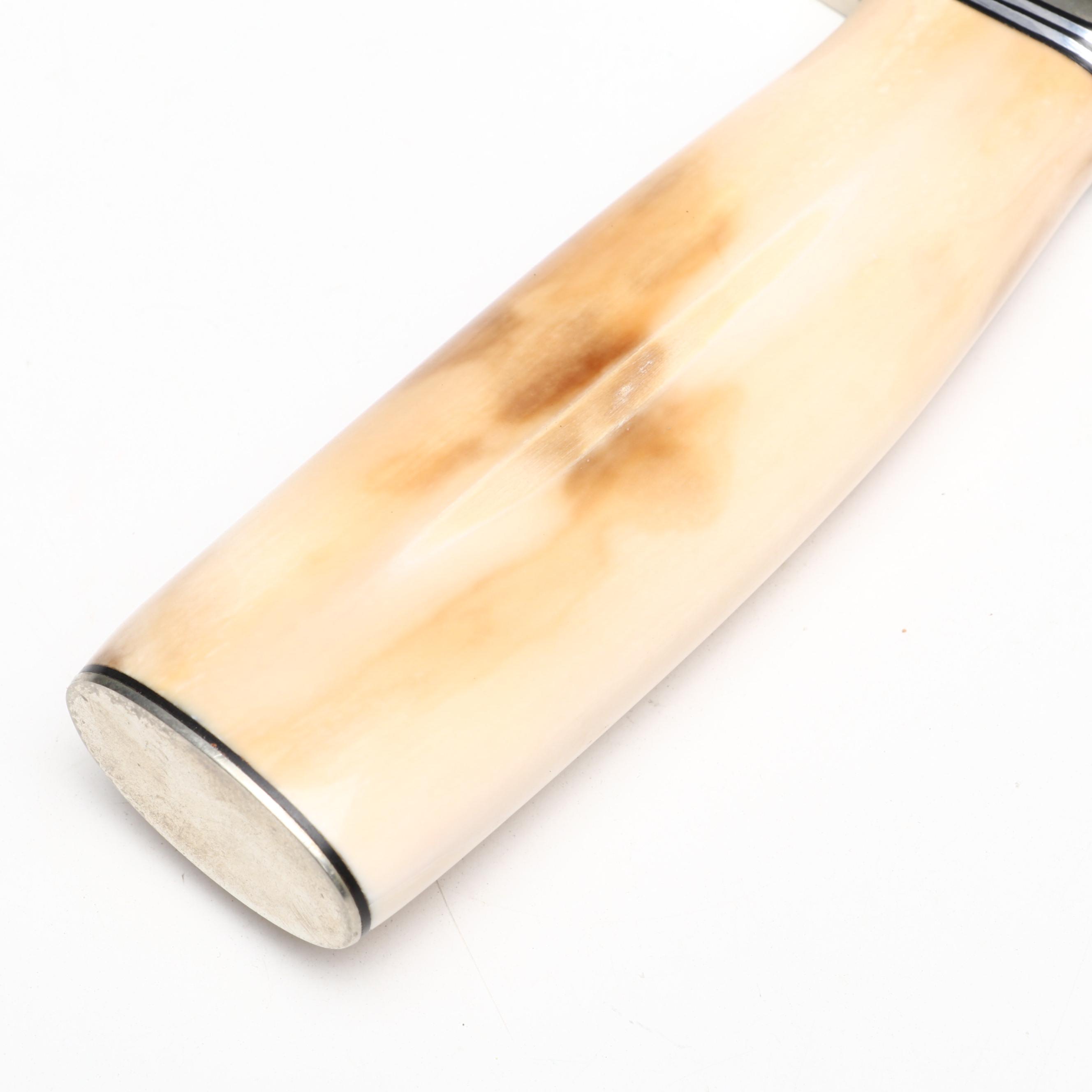 Randall Stainless Steel and Fossil Walrus Ivory Handled Bowie Knife