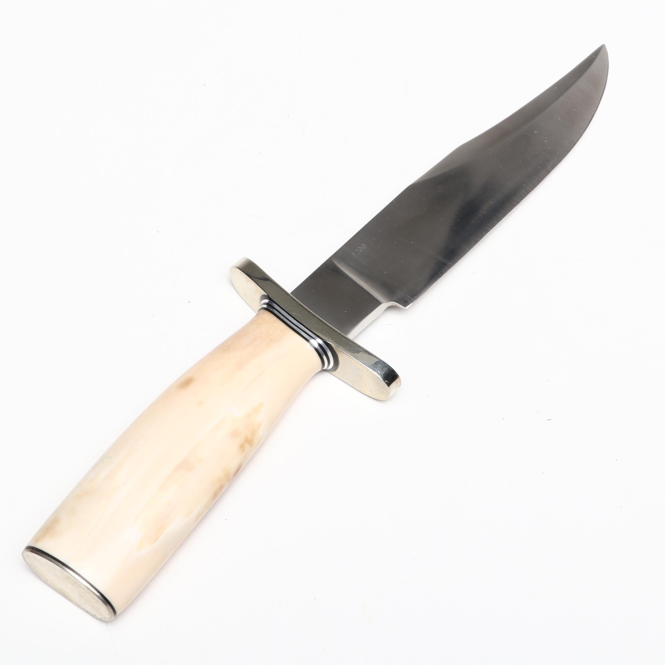 Randall Stainless Steel and Fossil Walrus Ivory Handled Bowie Knife