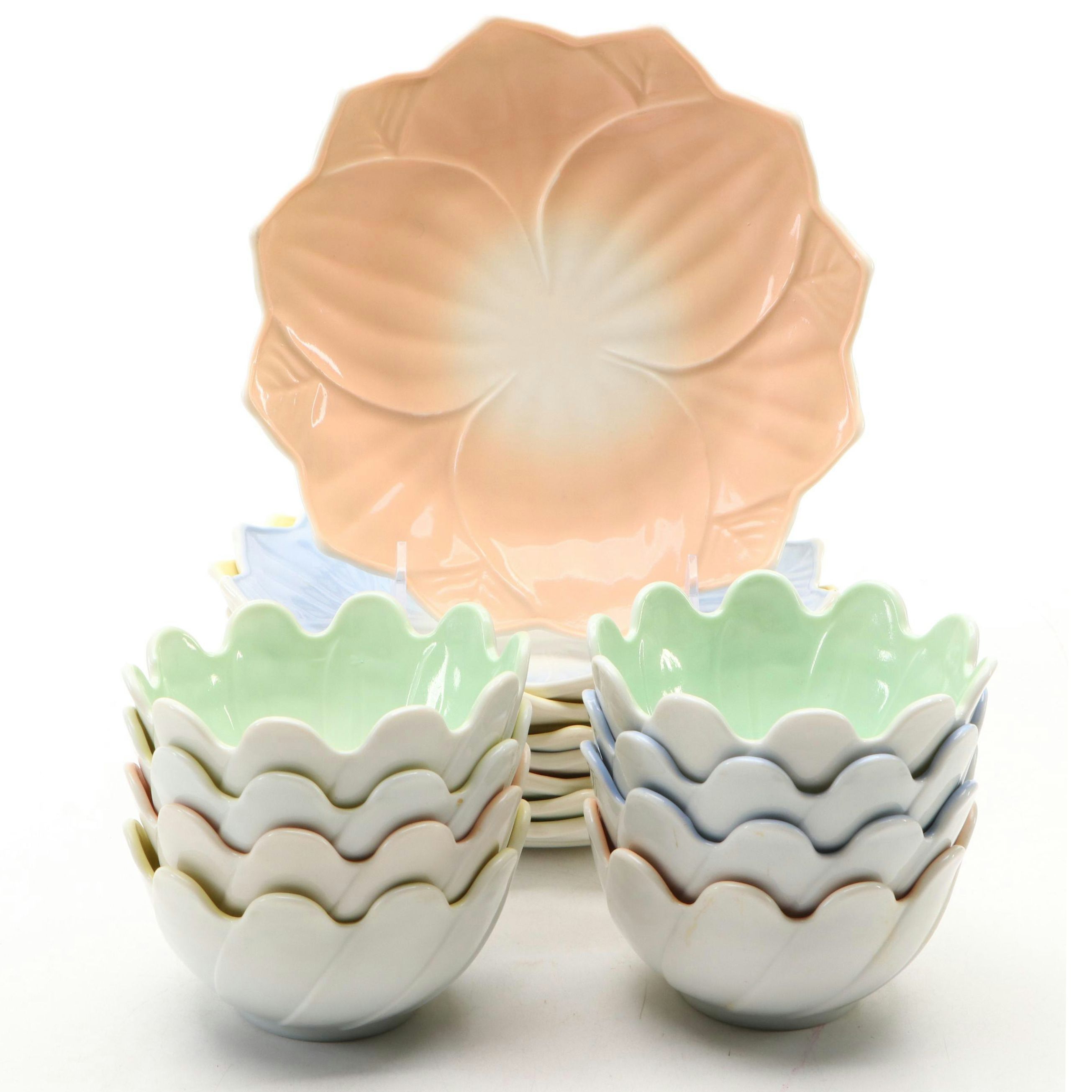 Anchor Hocking Milk Glass Lotus Plates and Bowls