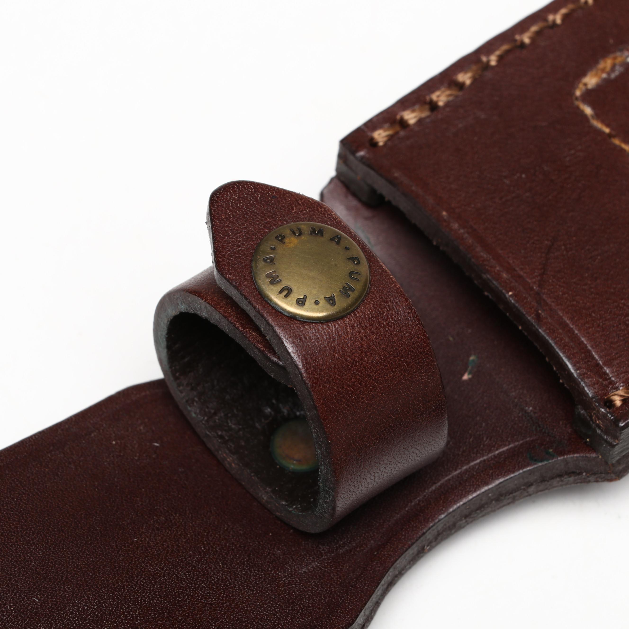 Puma "Hunter" Stainless Steel and Leather Handled Fixed Blade Knife in Scabbard