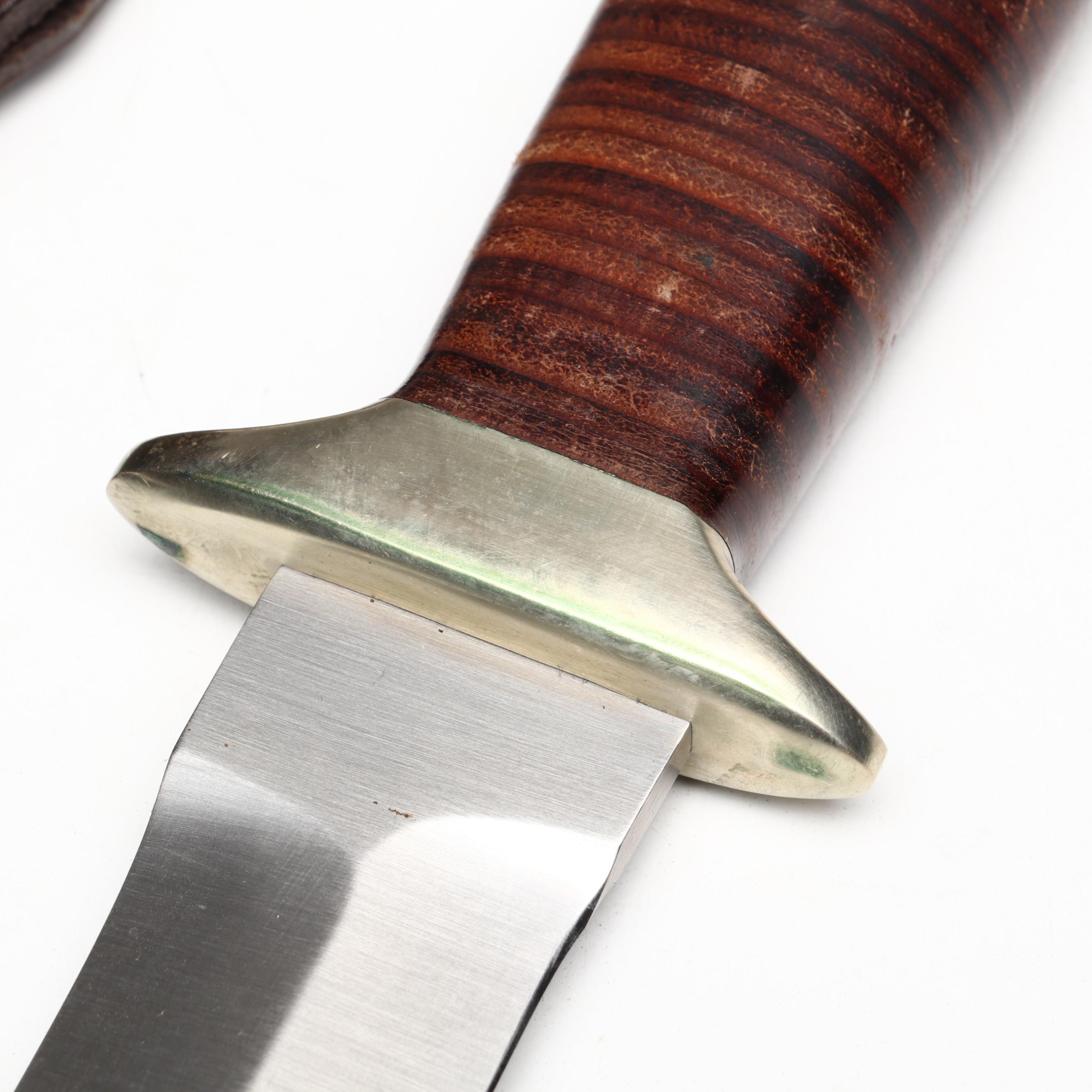 Puma "Hunter" Stainless Steel and Leather Handled Fixed Blade Knife in Scabbard