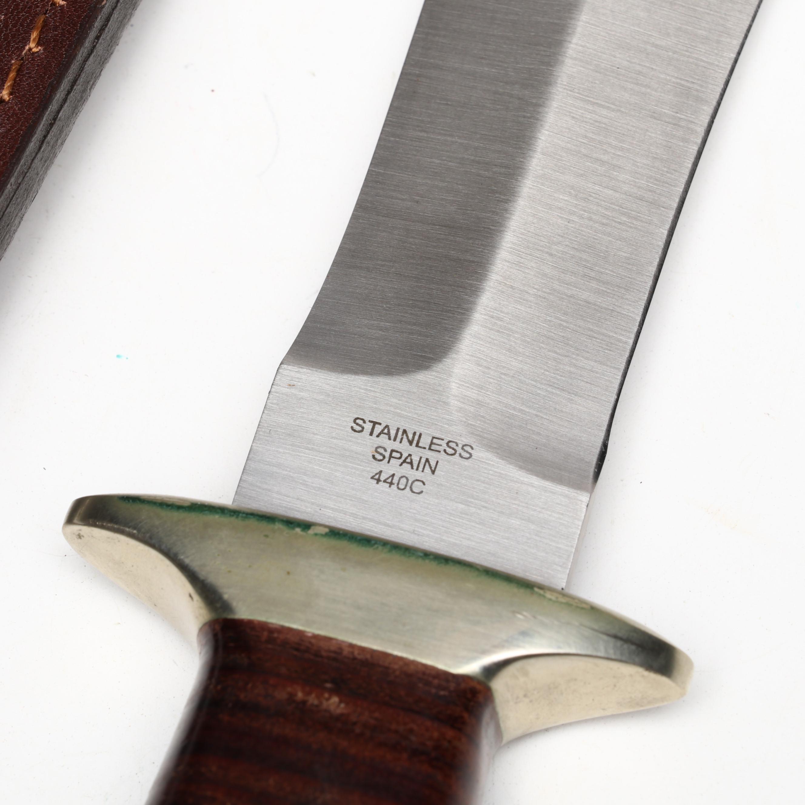 Puma "Hunter" Stainless Steel and Leather Handled Fixed Blade Knife in Scabbard