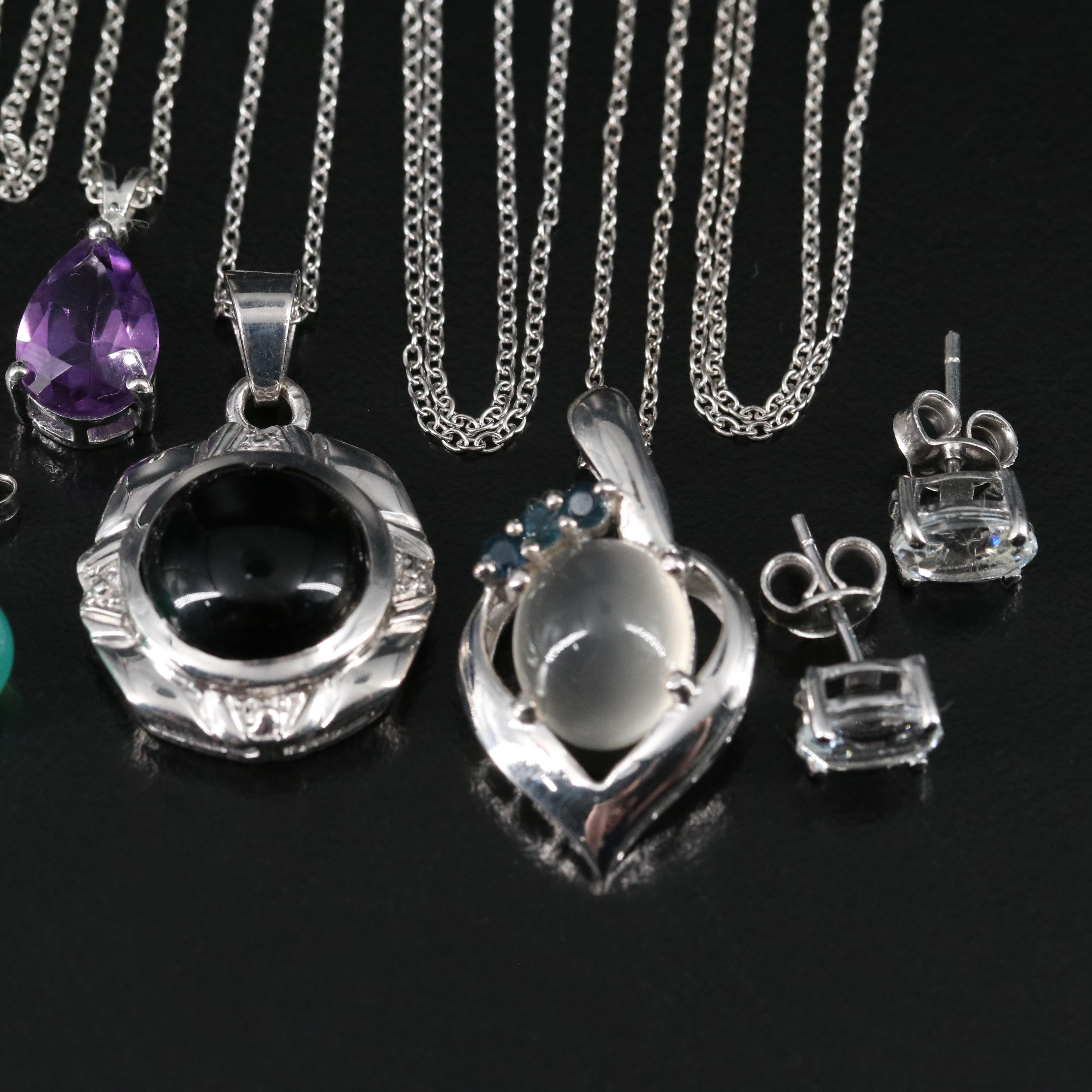 14 Assorted Sterling Silver Rings, Necklaces, and Earrings