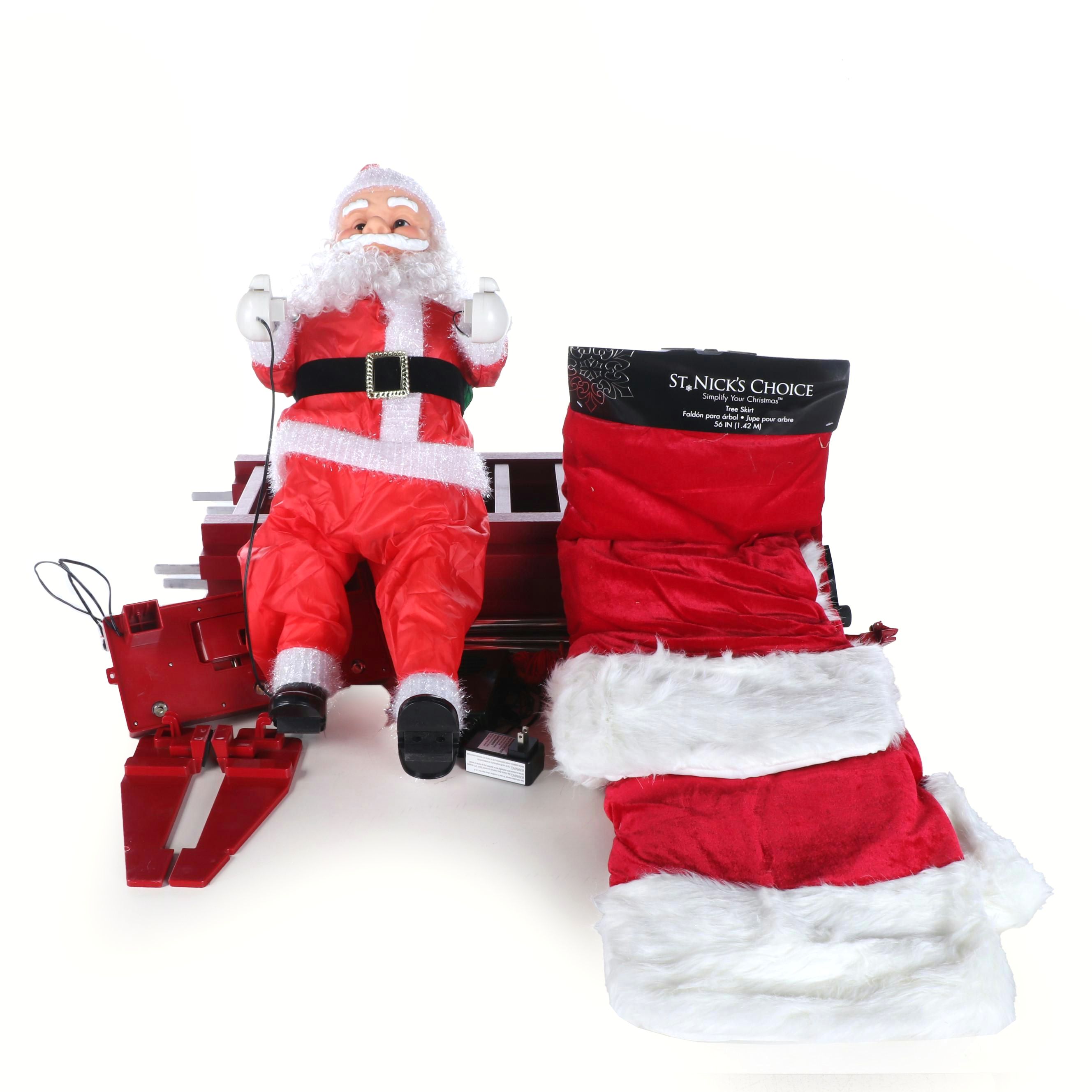 St. Nick's Choice Christmas Tree Skirts with Mr. Christmas Climbing Santa