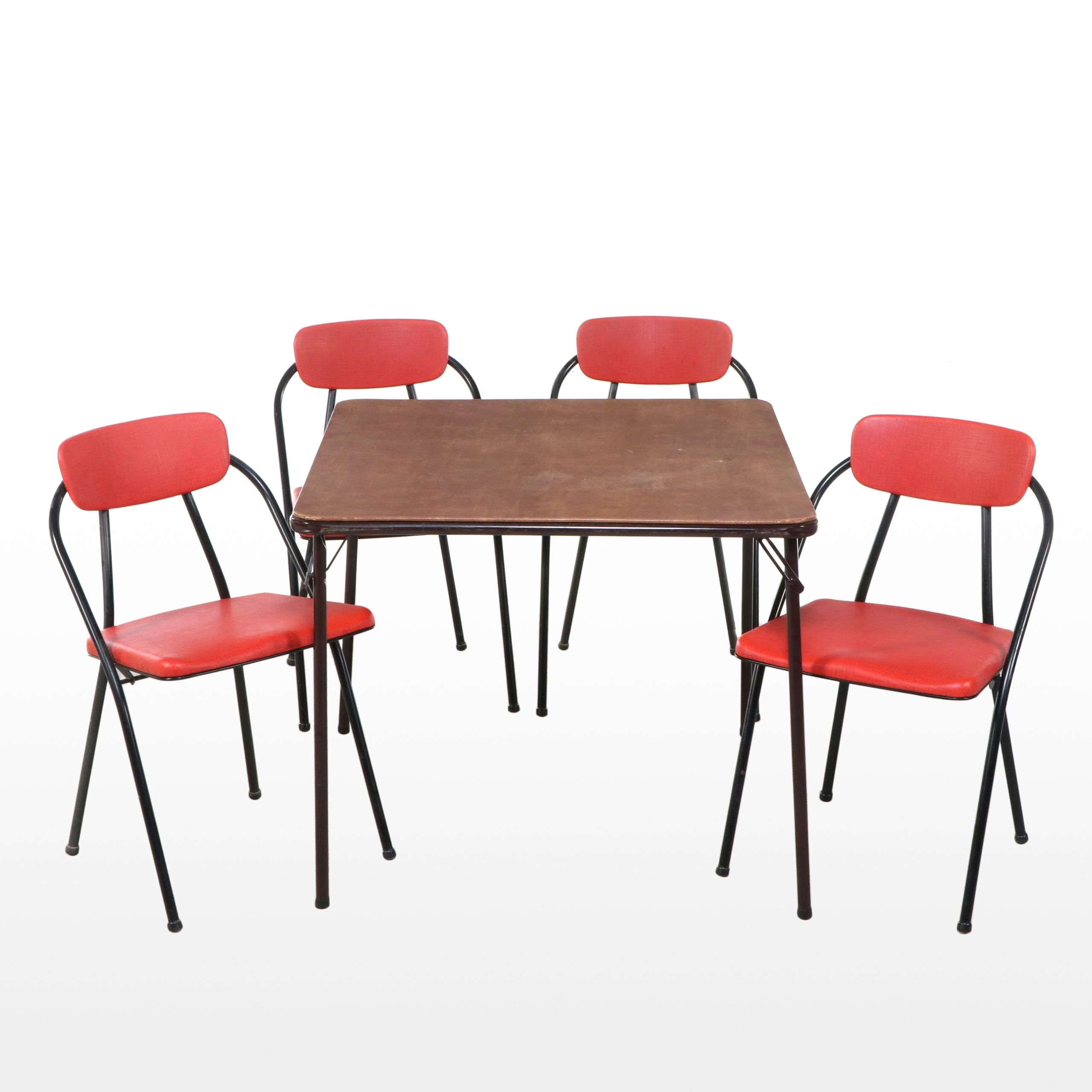 Folding Game Table and Four Modernist Style Chairs, Mid-20th Century