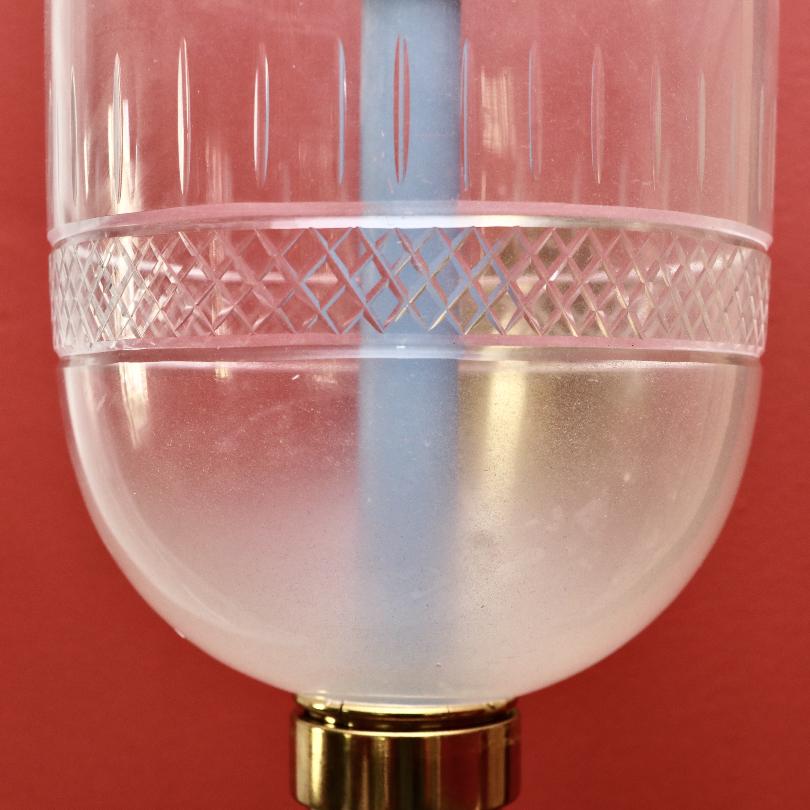 Regency Style Brass Candle Sconces with Etched Glass Hurricanes