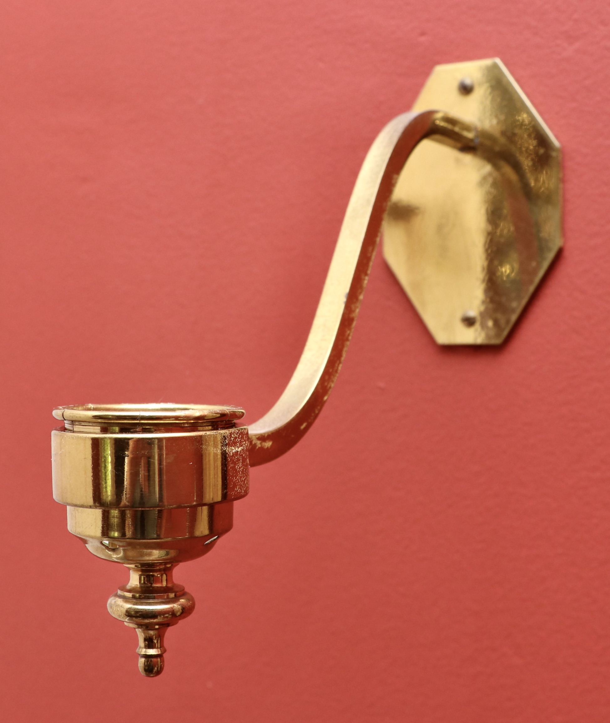 Regency Style Brass Candle Sconces with Etched Glass Hurricanes