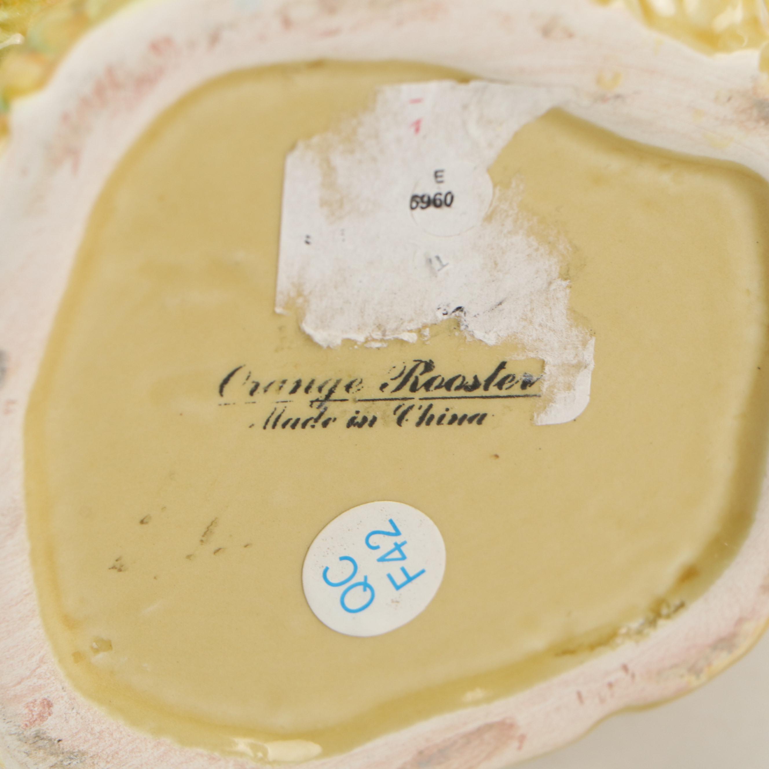 Maxcera Pottery "Orange Rooster" Pitcher with Rooster Motif Amphora Vase