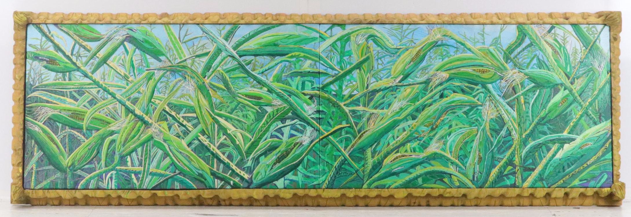 Andrew T. Mayer III Cornfield Diptych Acrylic Painting, Mid–Late 20th Century