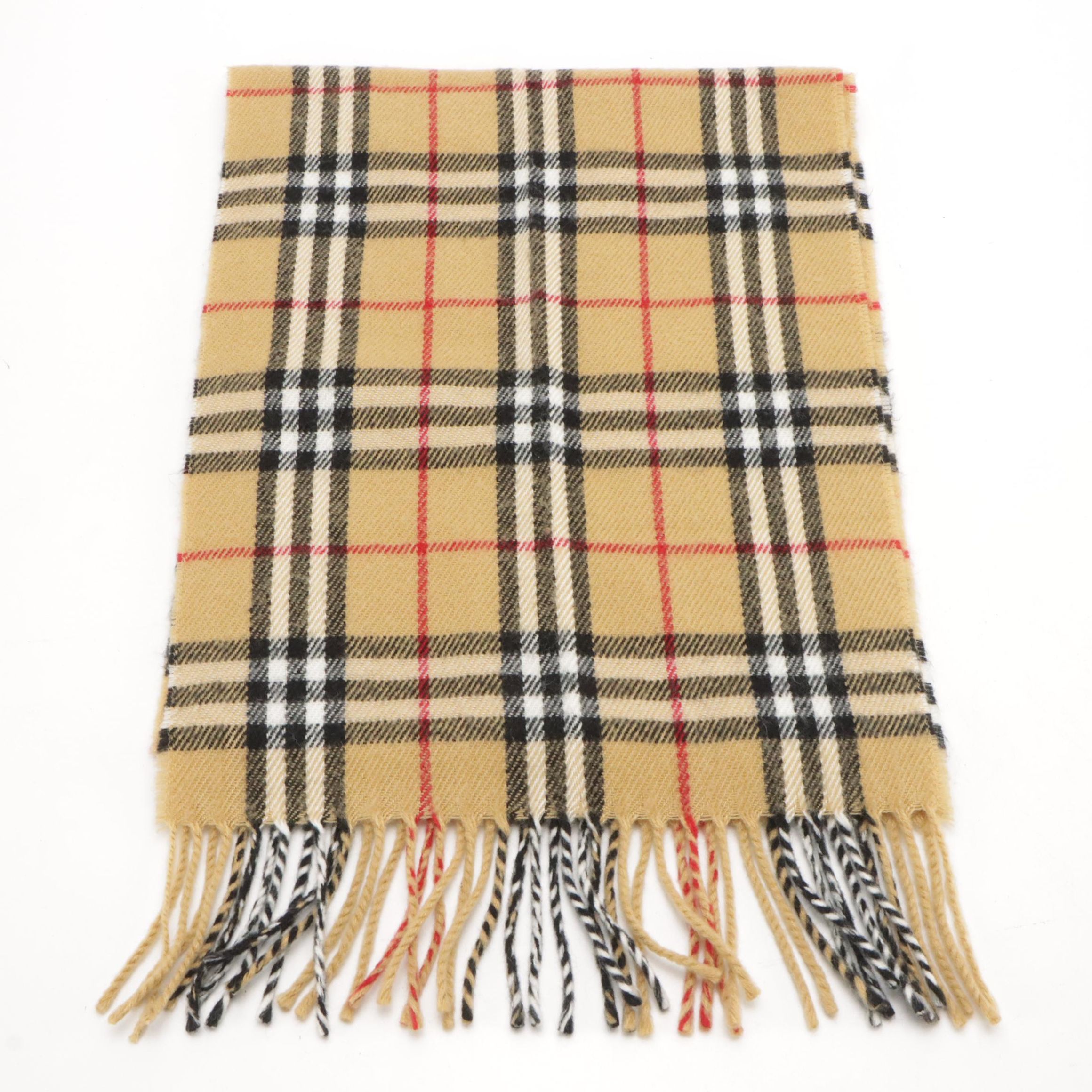 Burberry House Check Lambswool Fringe Scarf