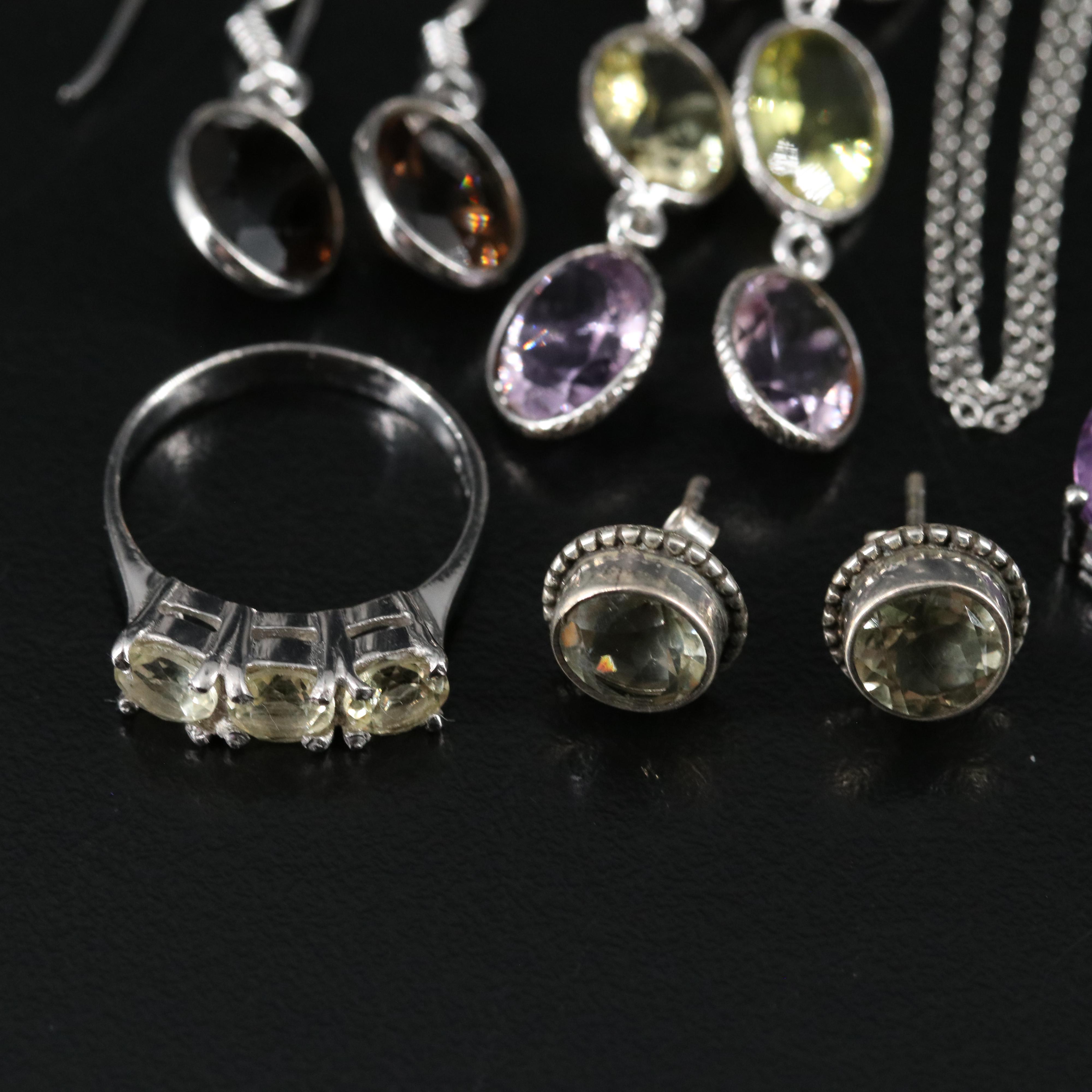 14 Assorted Sterling Silver Rings, Necklaces, and Earrings