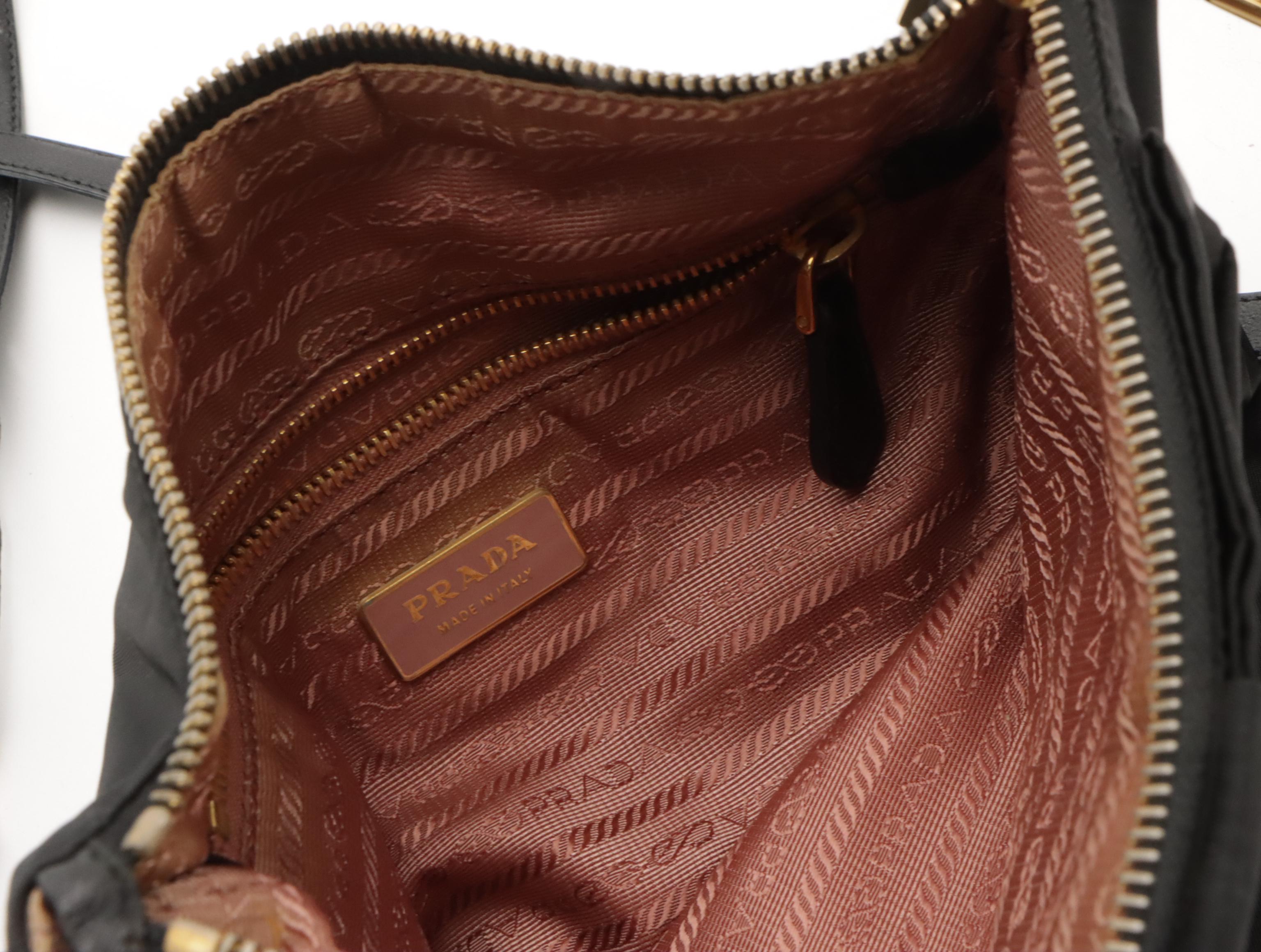 Prada Flat Black Tessuto Nylon Fiocco Bow Crossbody Bag