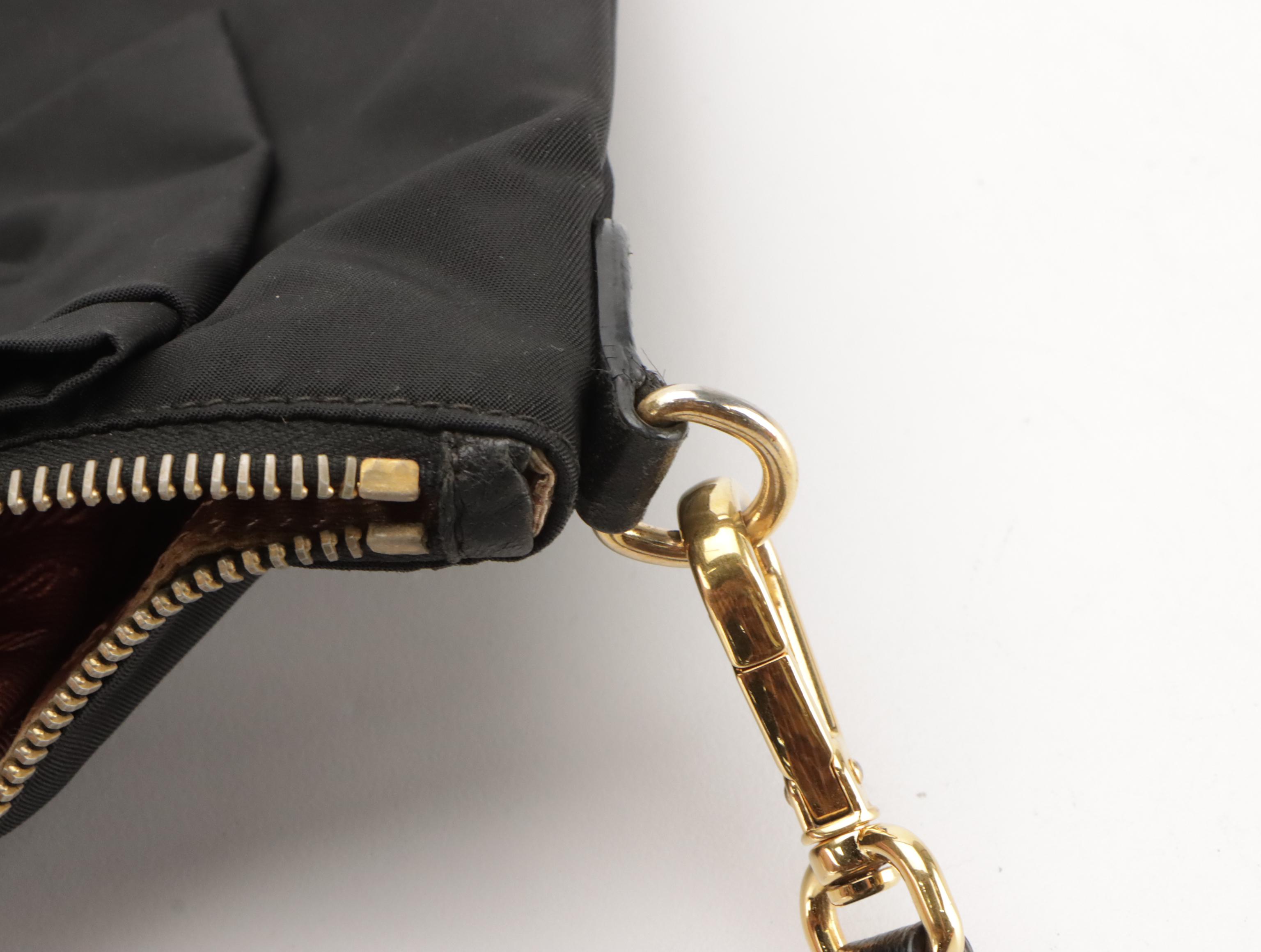 Prada Flat Black Tessuto Nylon Fiocco Bow Crossbody Bag