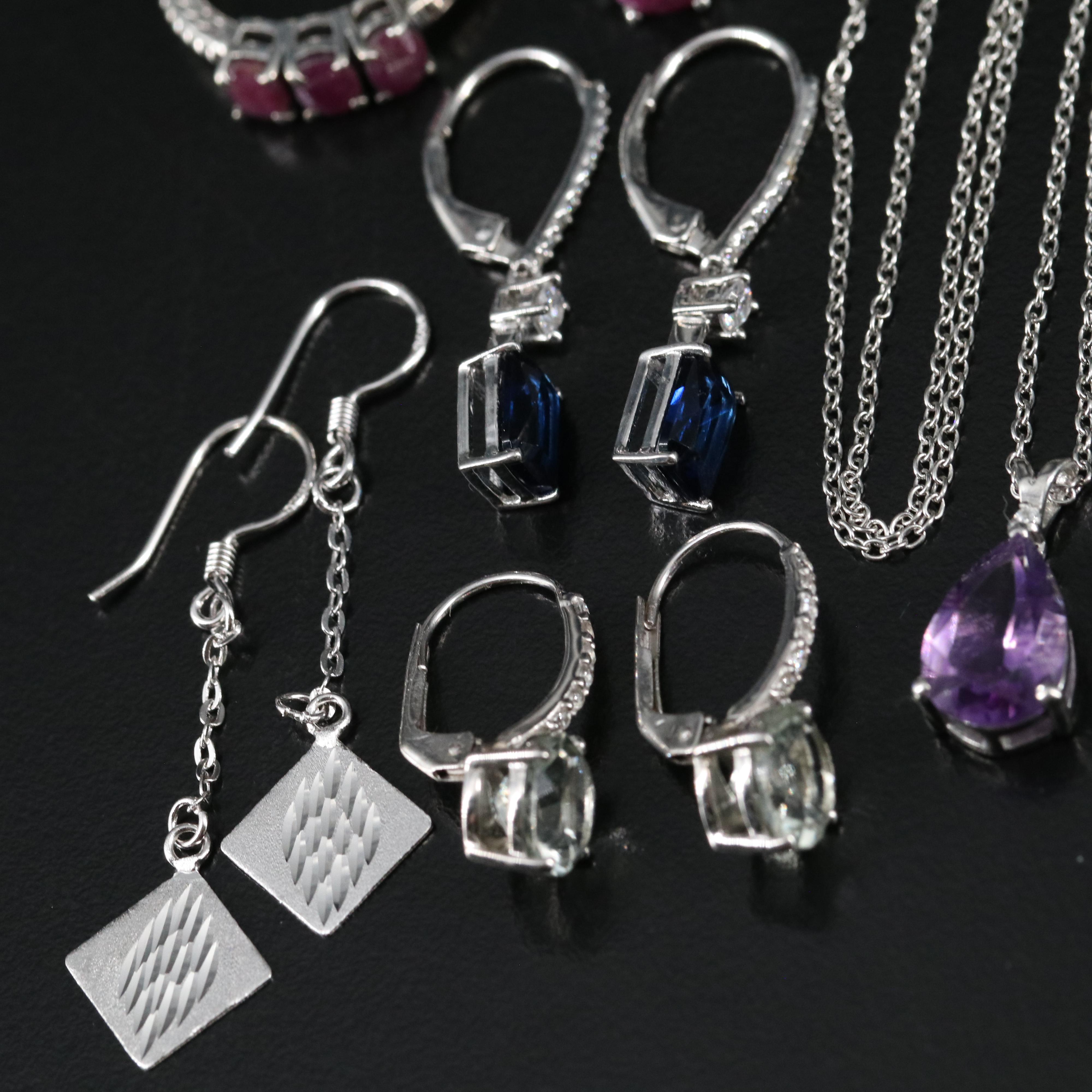 14 Assorted Sterling Silver Rings, Necklaces, and Earrings