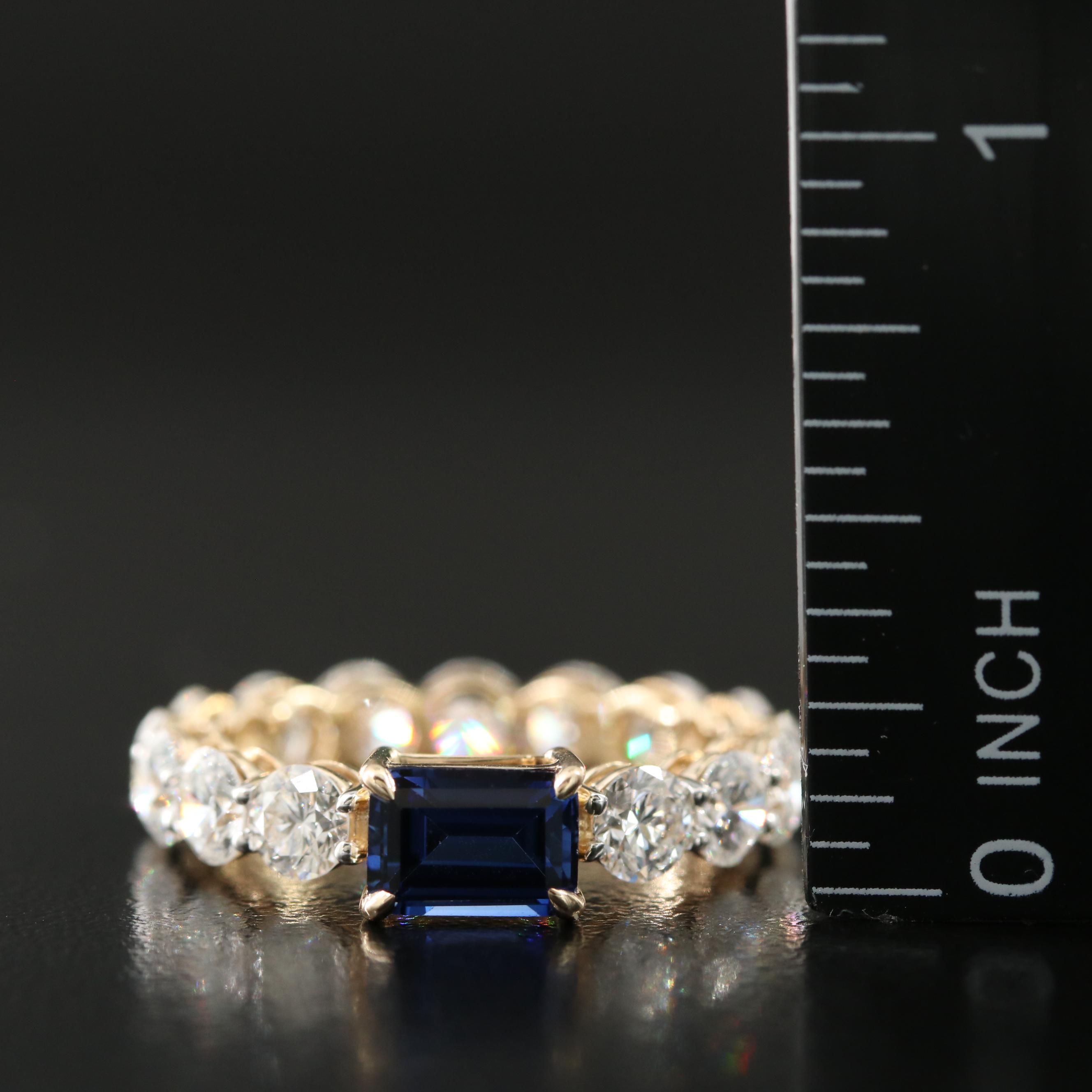 14K 1.24 CT Sapphire and 3.65 CTW Lab Grown Diamond Ring