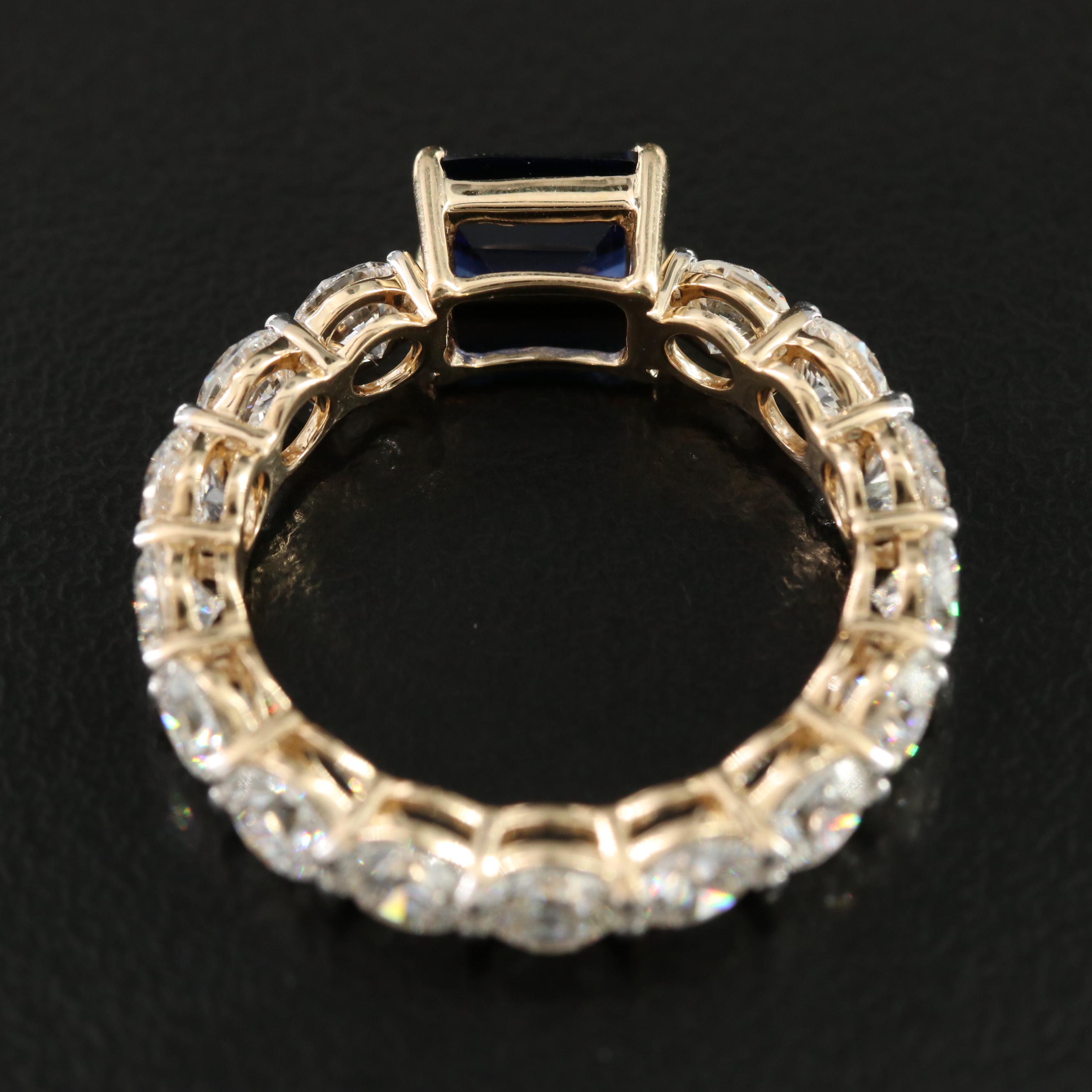 14K 1.24 CT Sapphire and 3.65 CTW Lab Grown Diamond Ring