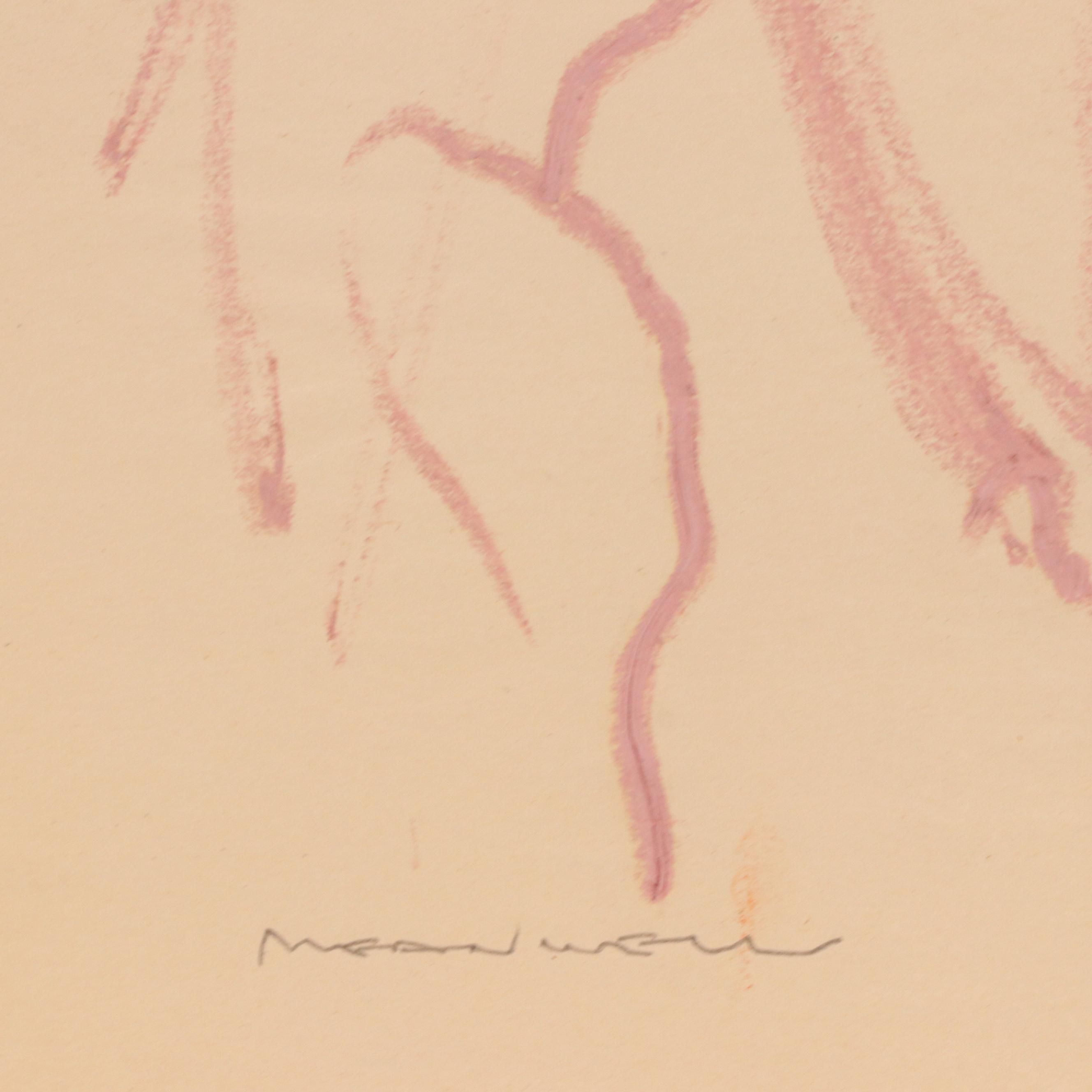 Jack Meanwell Oil Pastel Drawing of Standing Figure