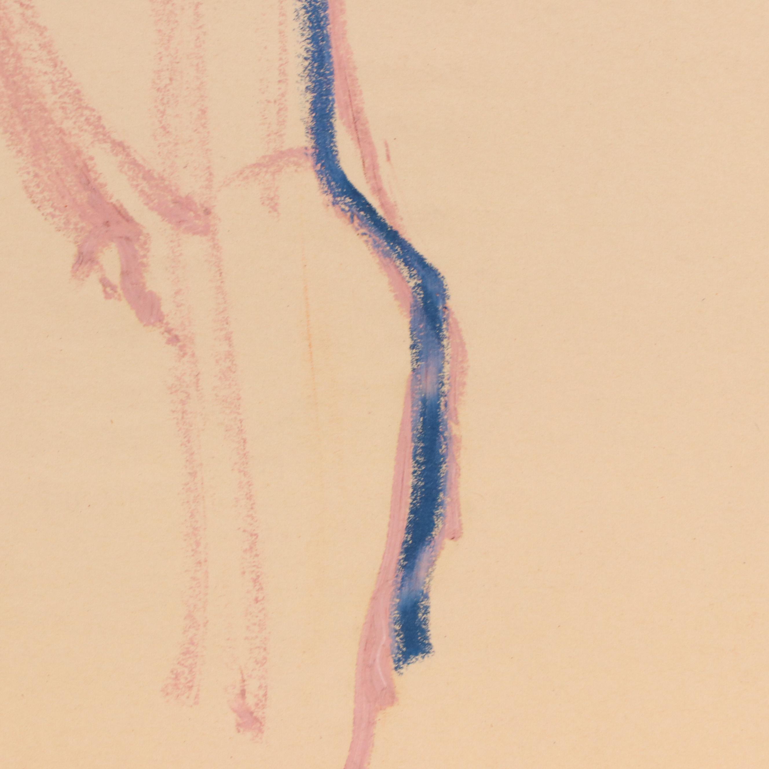 Jack Meanwell Oil Pastel Drawing of Standing Figure