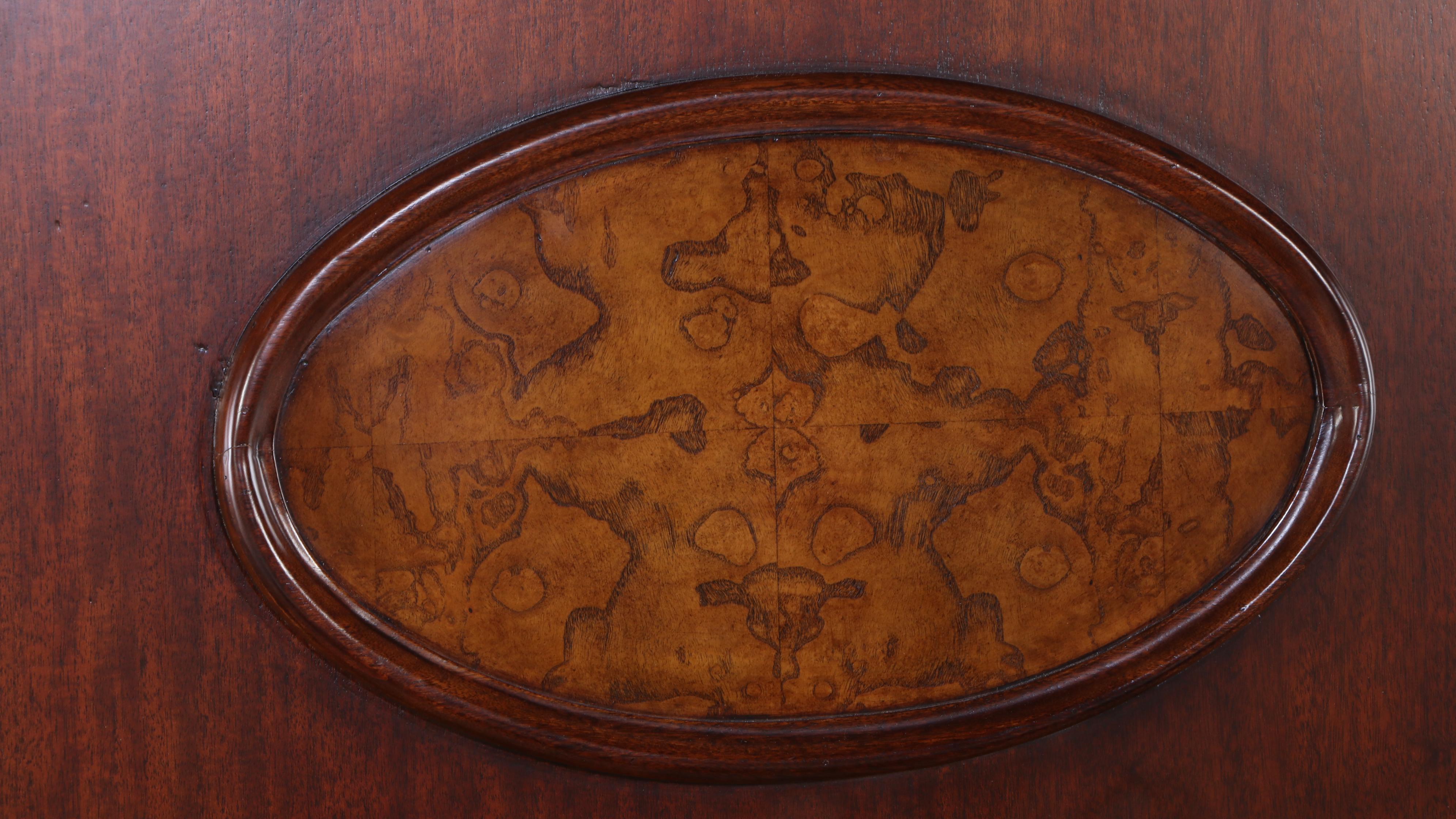 Renaissance Revival Style Flame Mahogany and Elm Queen Size Bed Frame