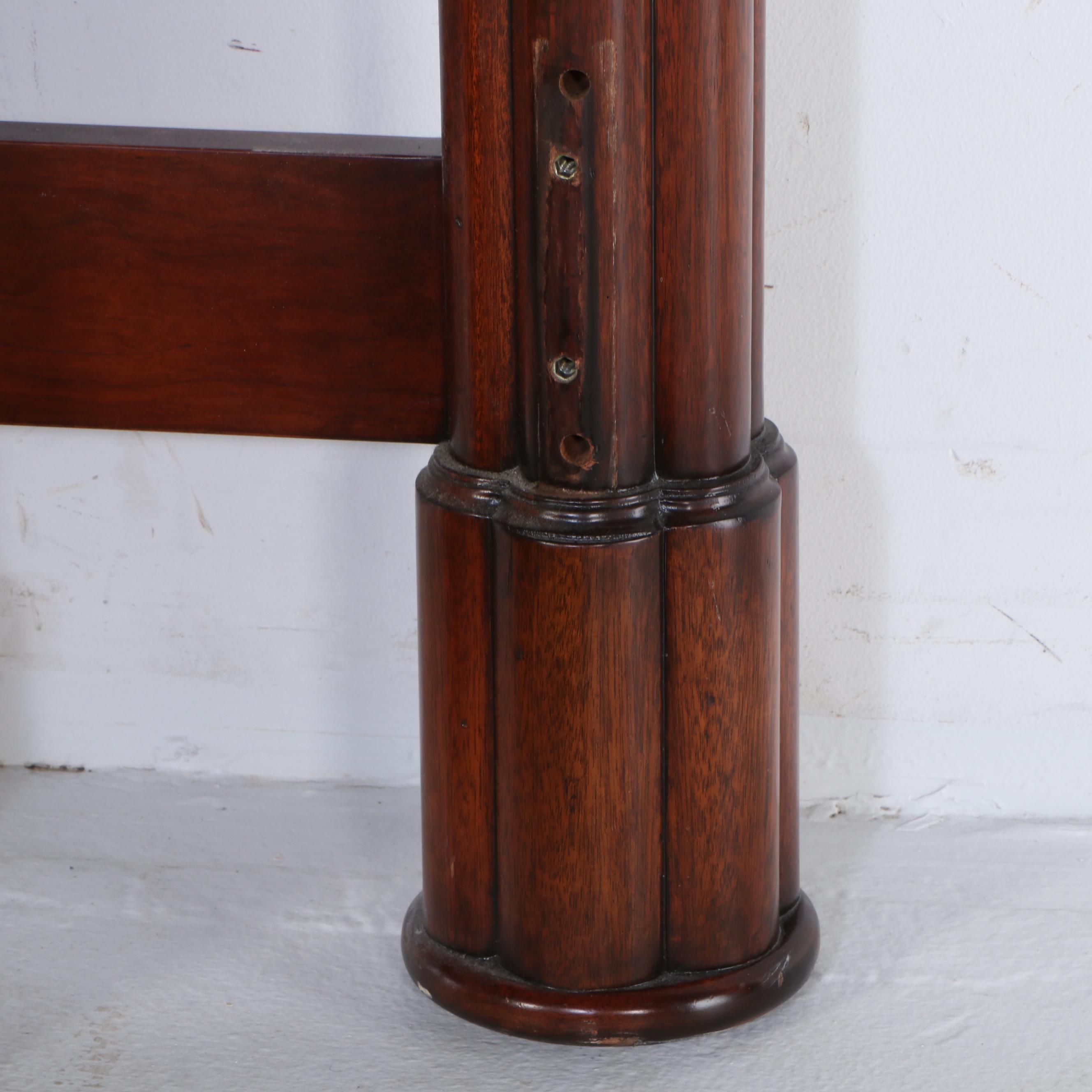 Renaissance Revival Style Flame Mahogany and Elm Queen Size Bed Frame