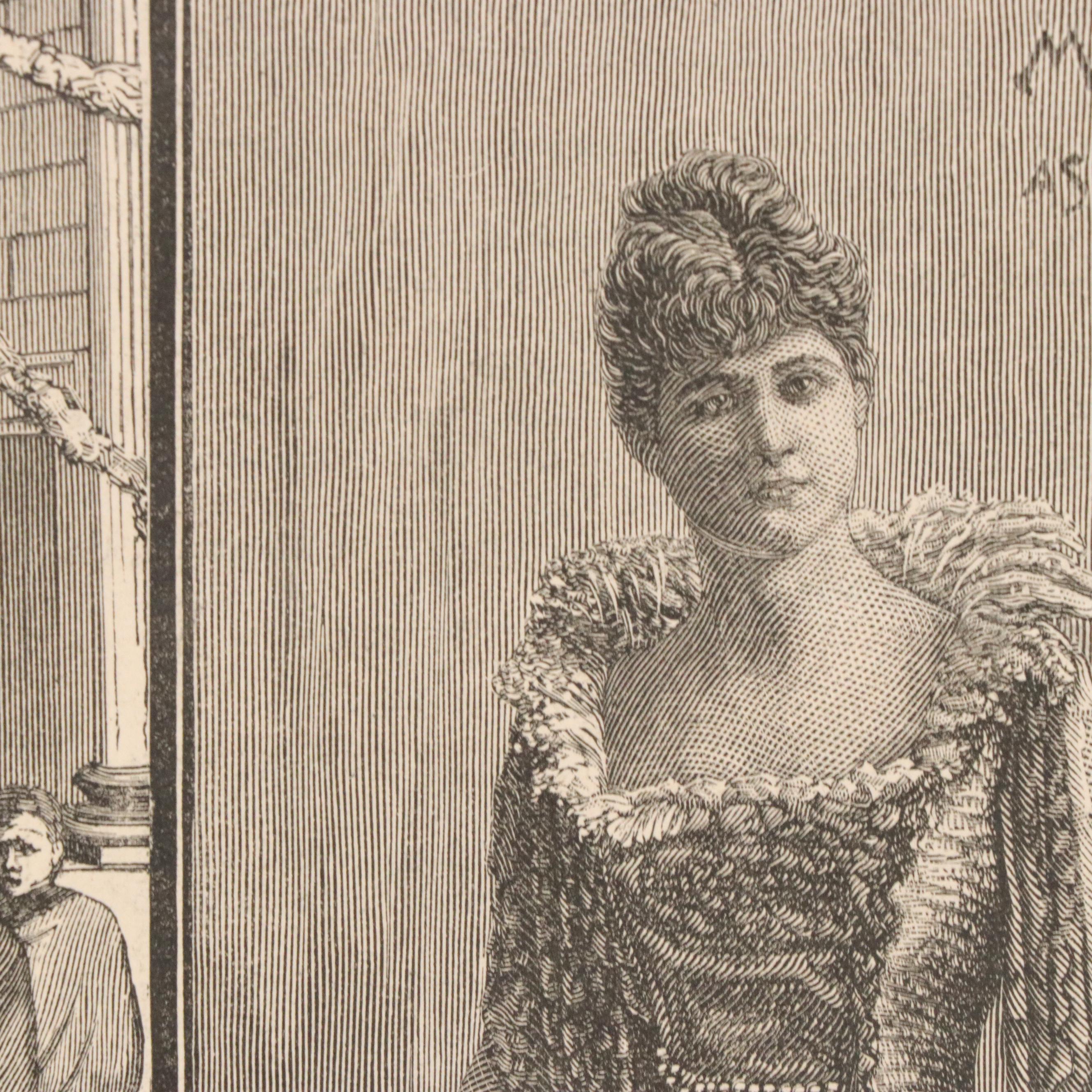 Harper's Weekly Wood Engraving "The Dramatic Festival at Cincinnati," 1883