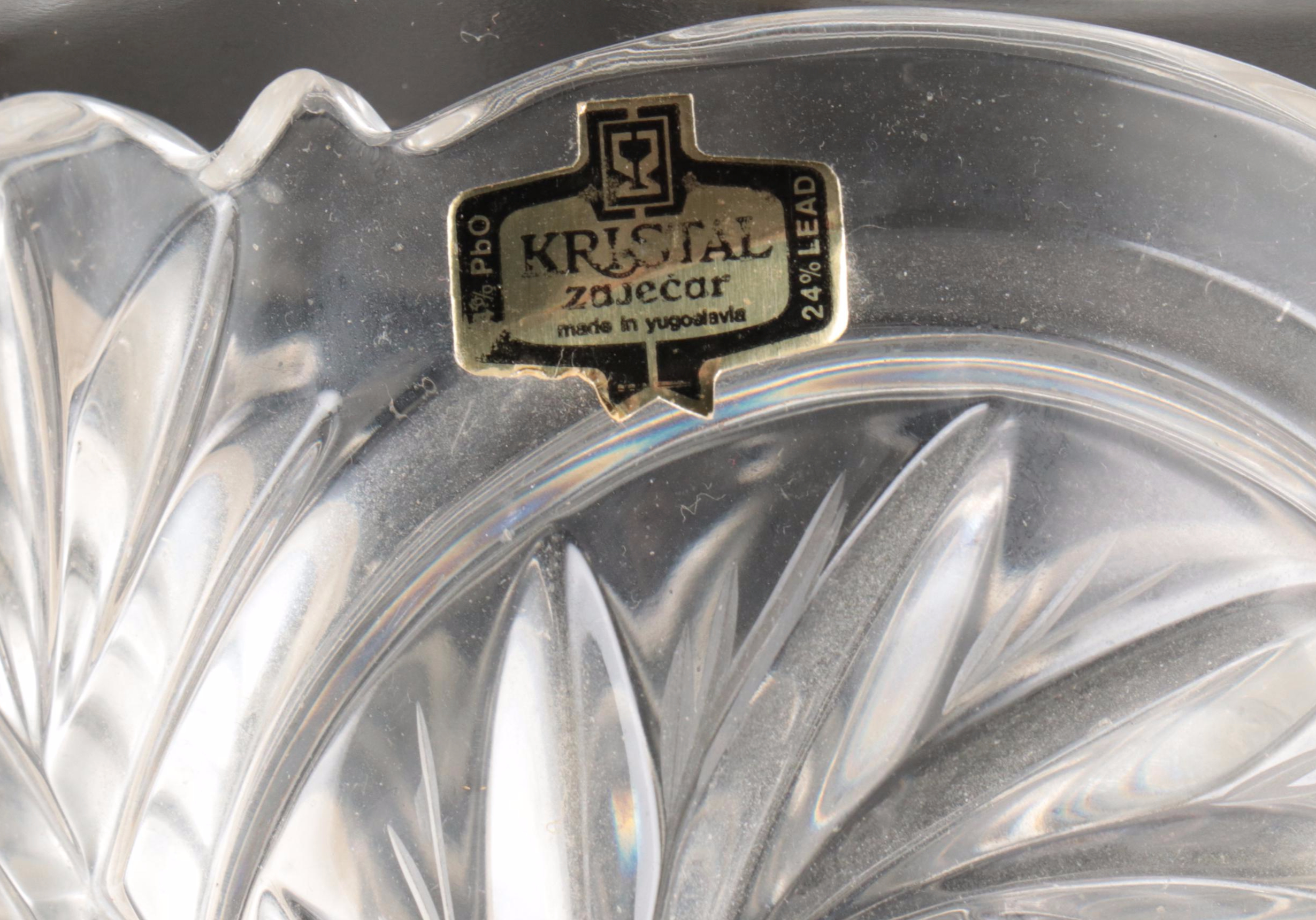 Pair of Kristal Zaječar Cut Crystal Mushroom Boudoir Lamps