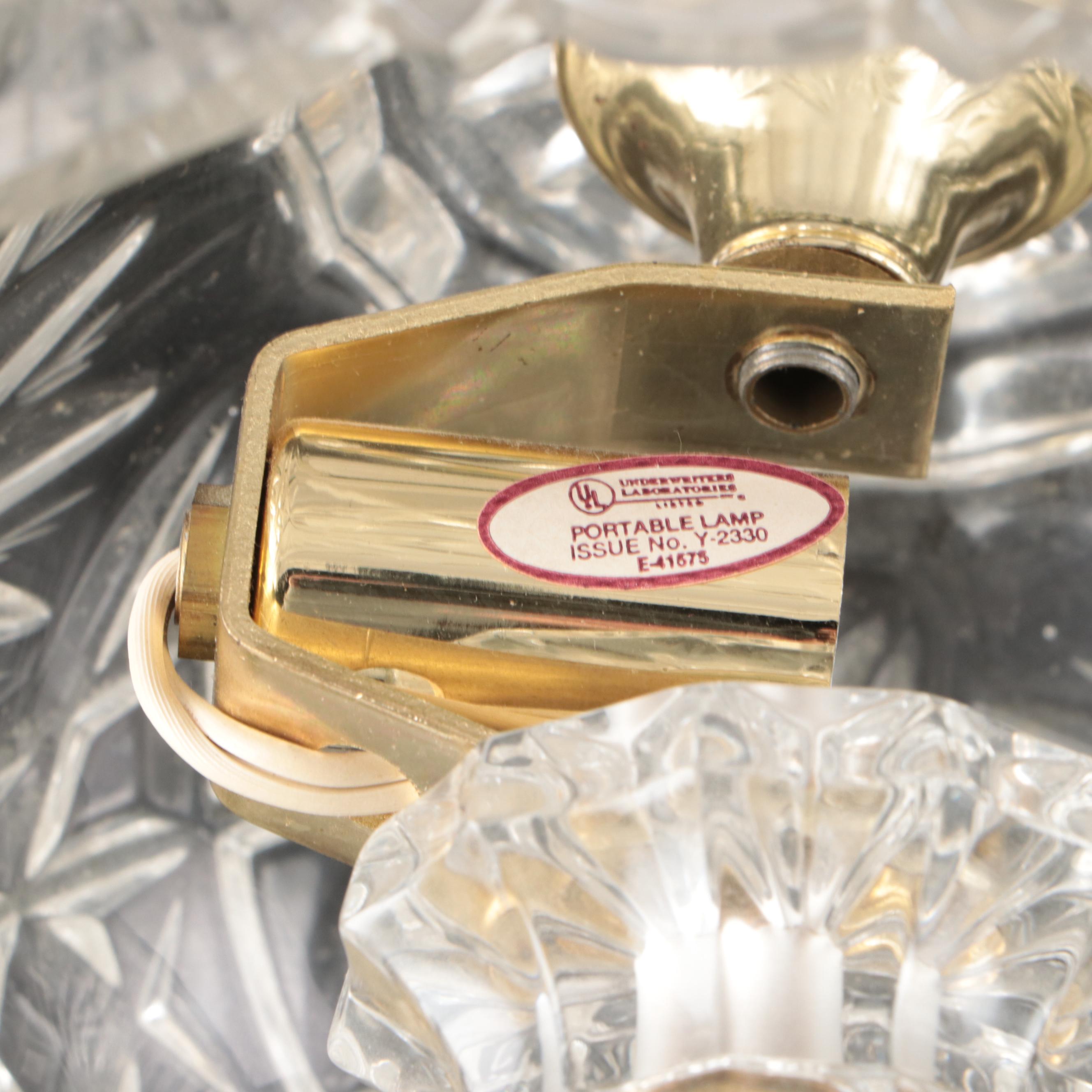 Pair of Kristal Zaječar Cut Crystal Mushroom Boudoir Lamps