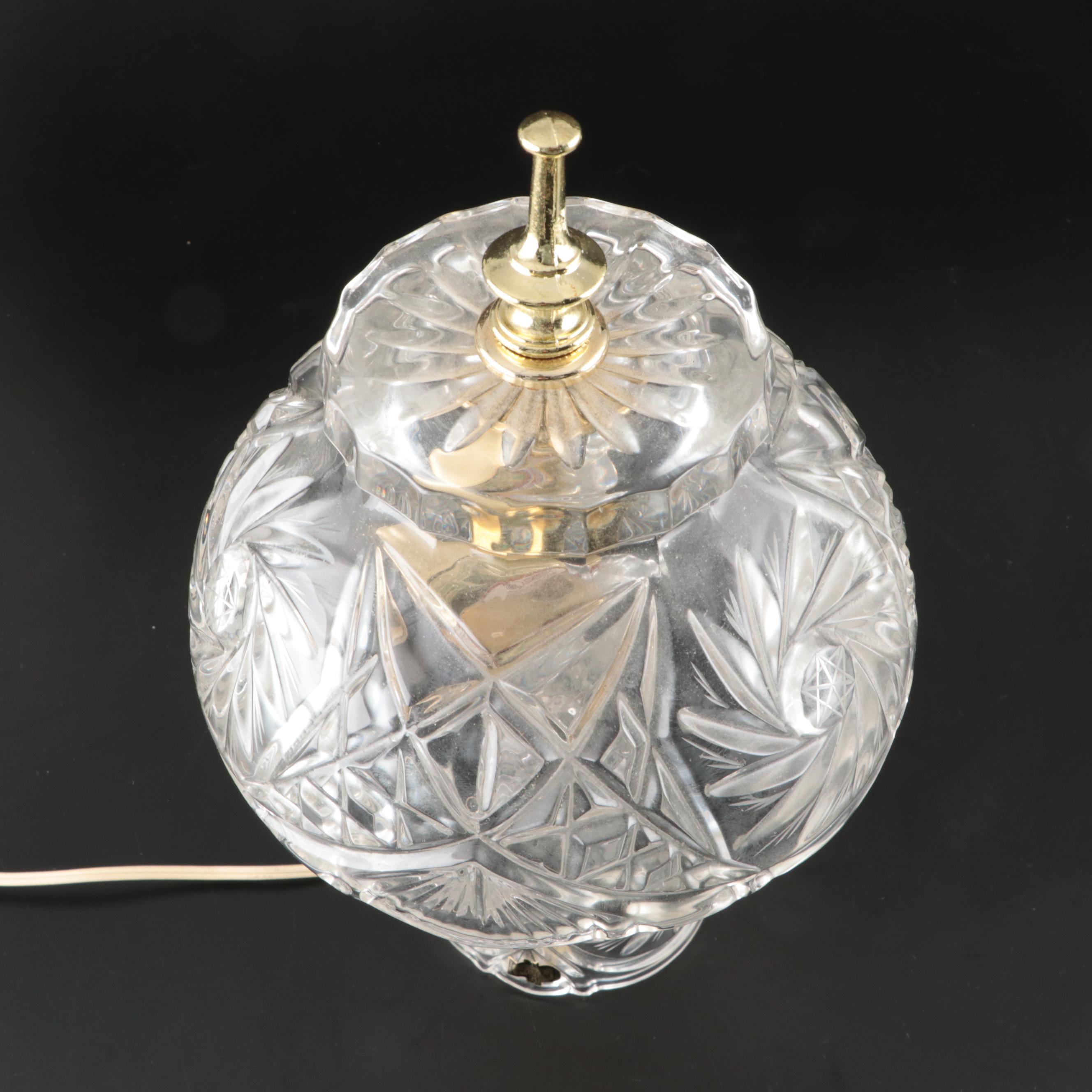 Pair of Kristal Zaječar Cut Crystal Mushroom Boudoir Lamps