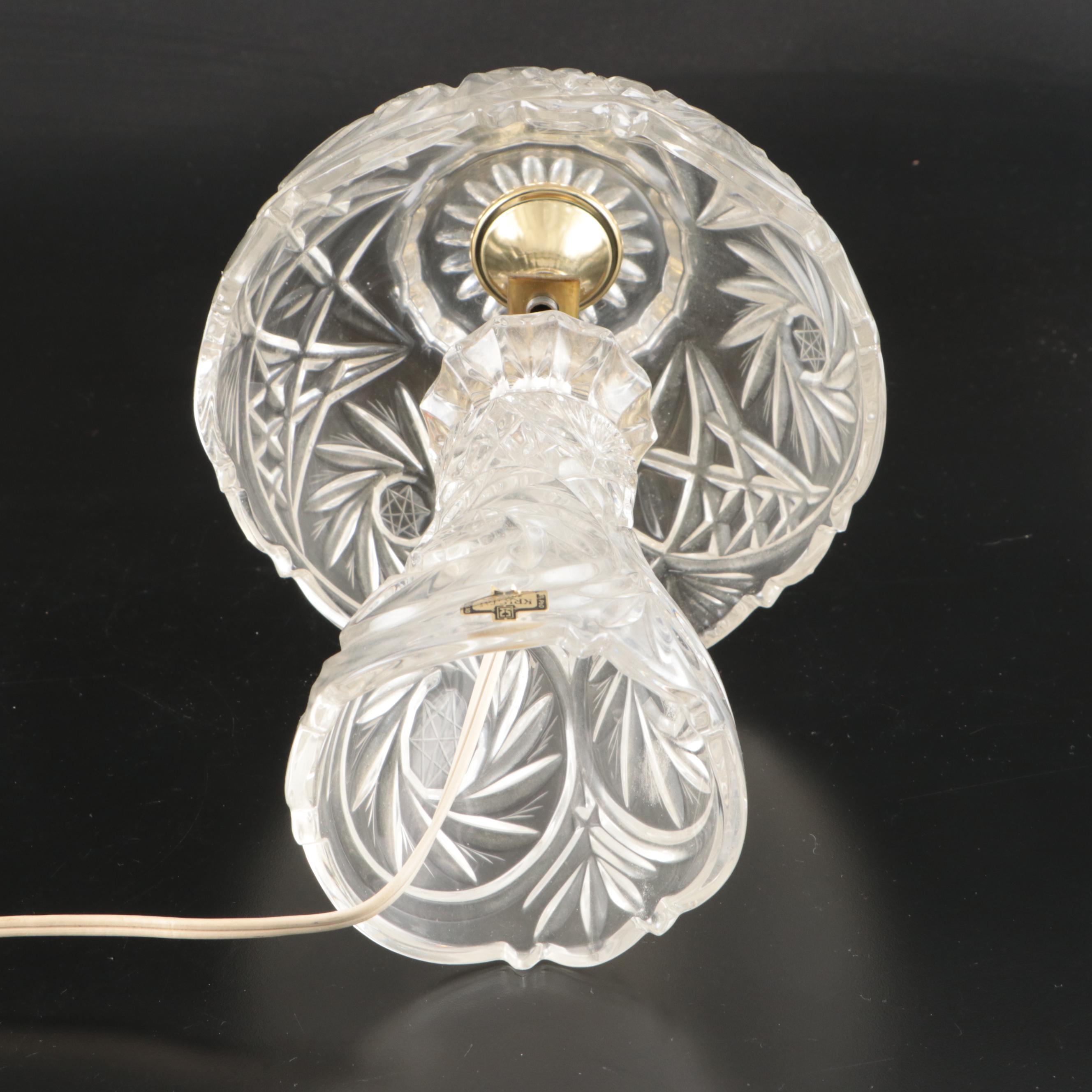 Pair of Kristal Zaječar Cut Crystal Mushroom Boudoir Lamps