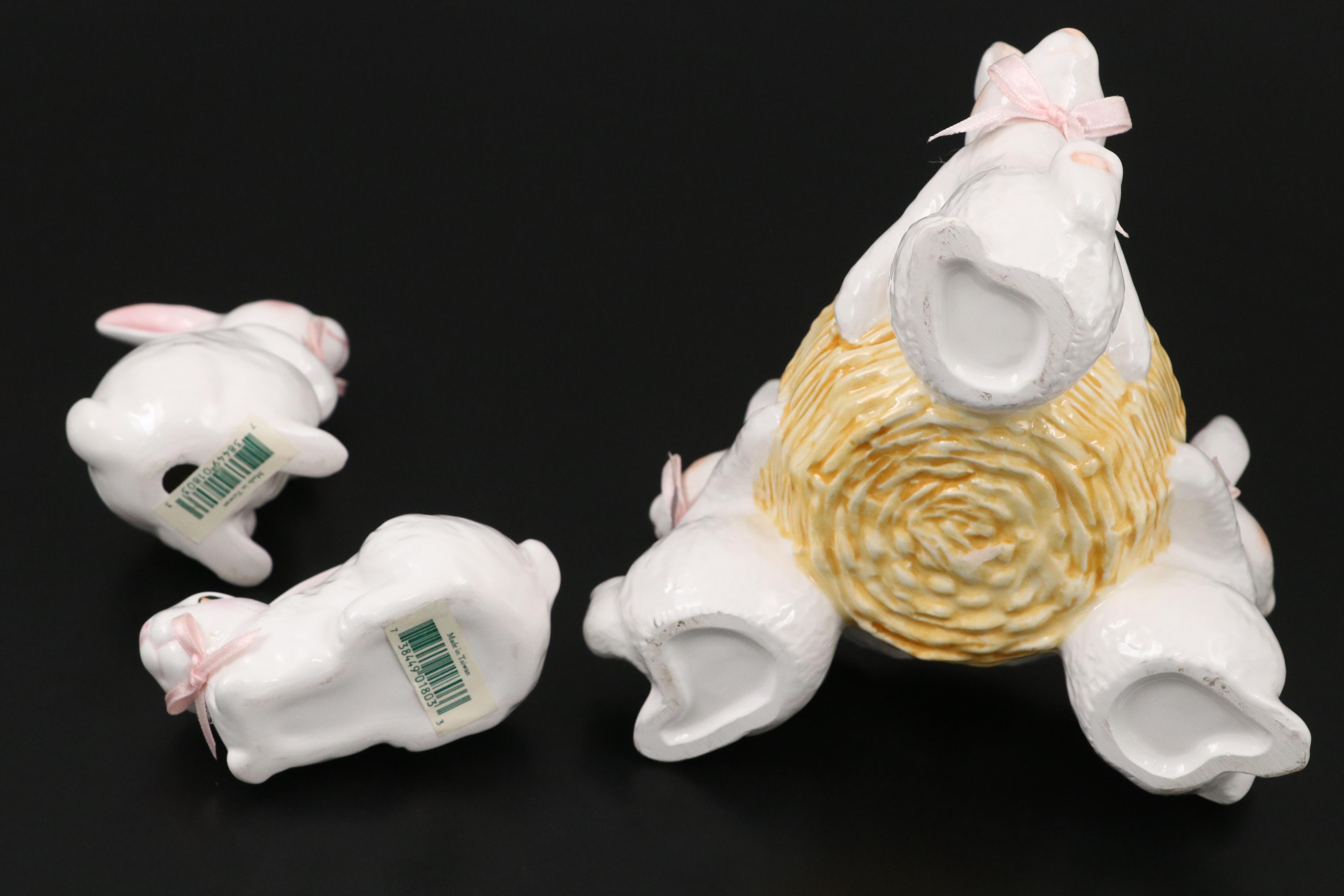 Lillian Vernon and Other Ceramic Rabbit Serveware and Figurines