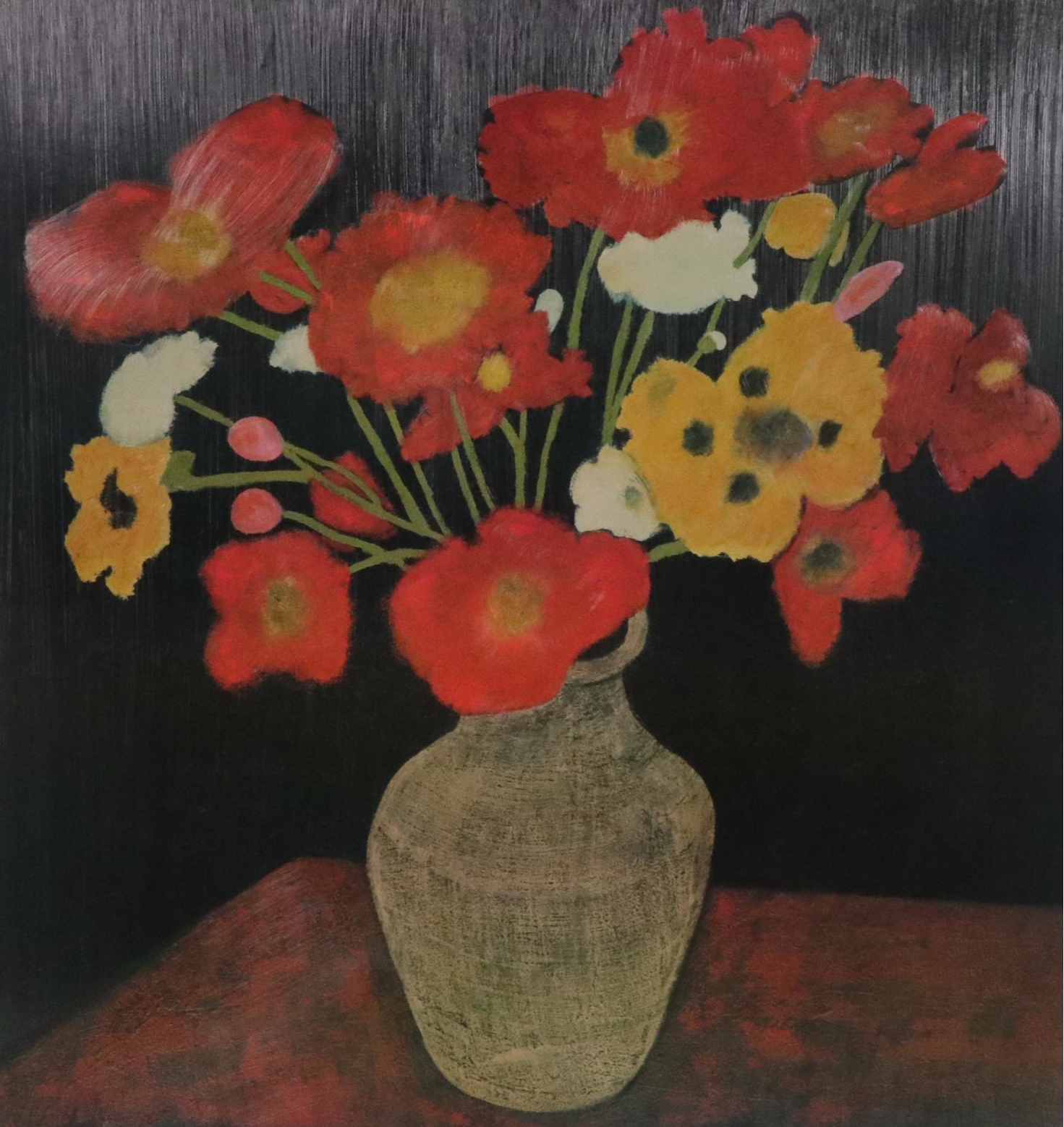Embellished Offset Lithograph "Poppies," Late 20th / 21st Century