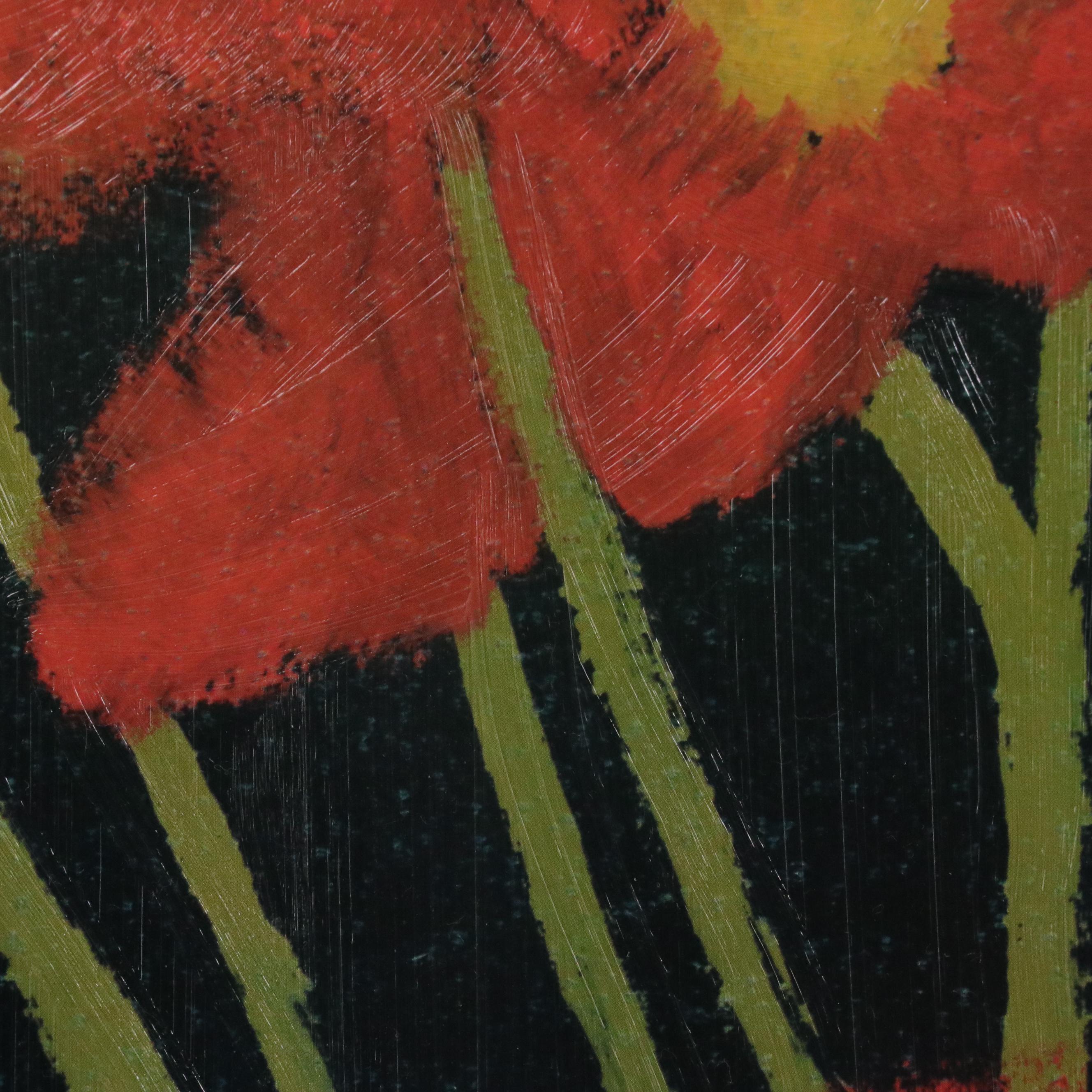 Embellished Offset Lithograph "Poppies," Late 20th / 21st Century