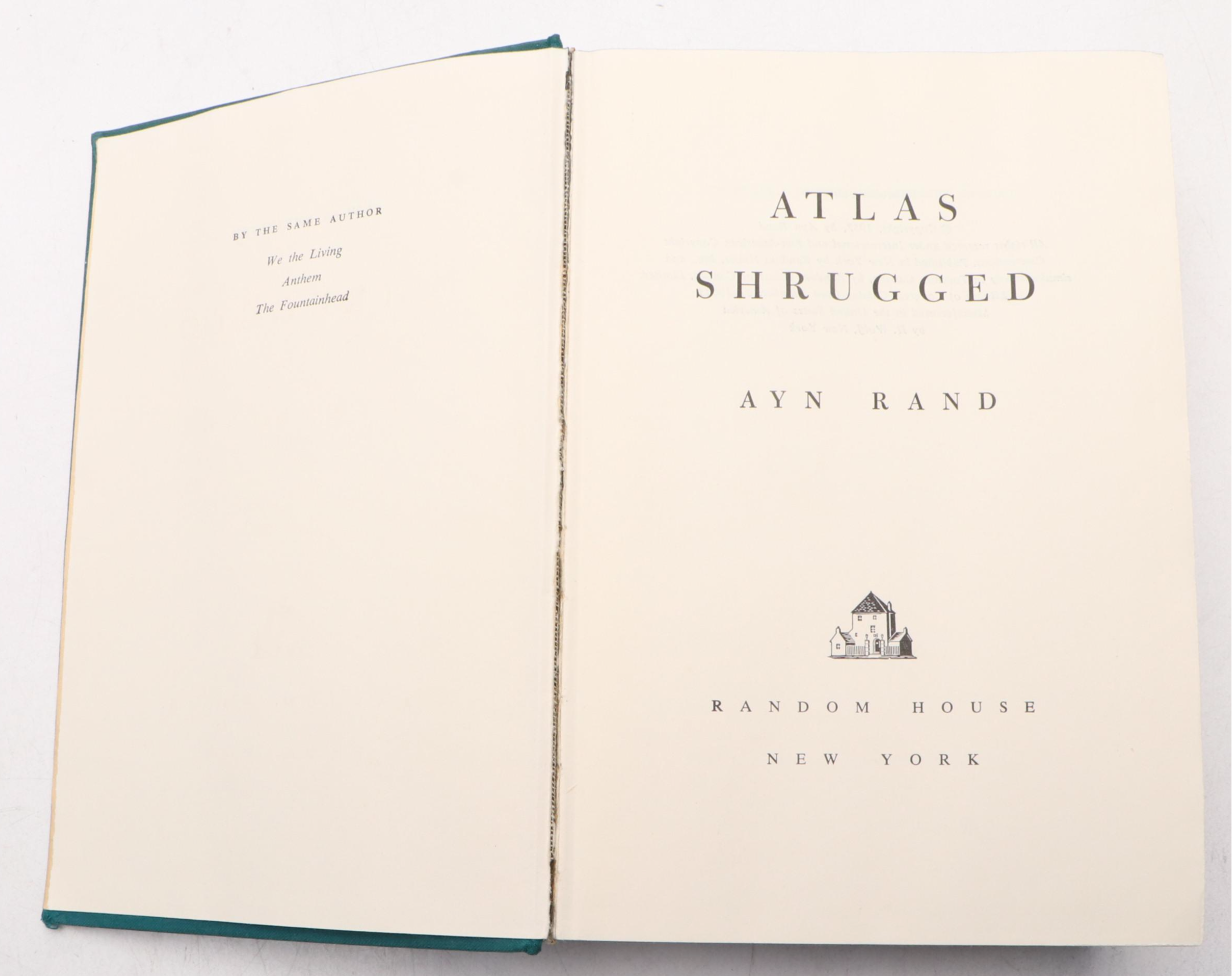 Second Printing "Atlas Shrugged" by Ayn Rand, 1957