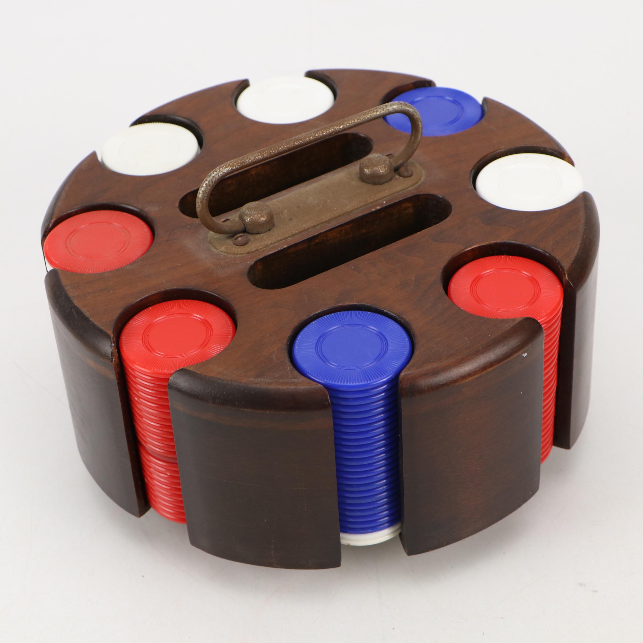 Philadelphia Mfg. Duck Ashtray with Wooden Poker Caddy and Other Accessories