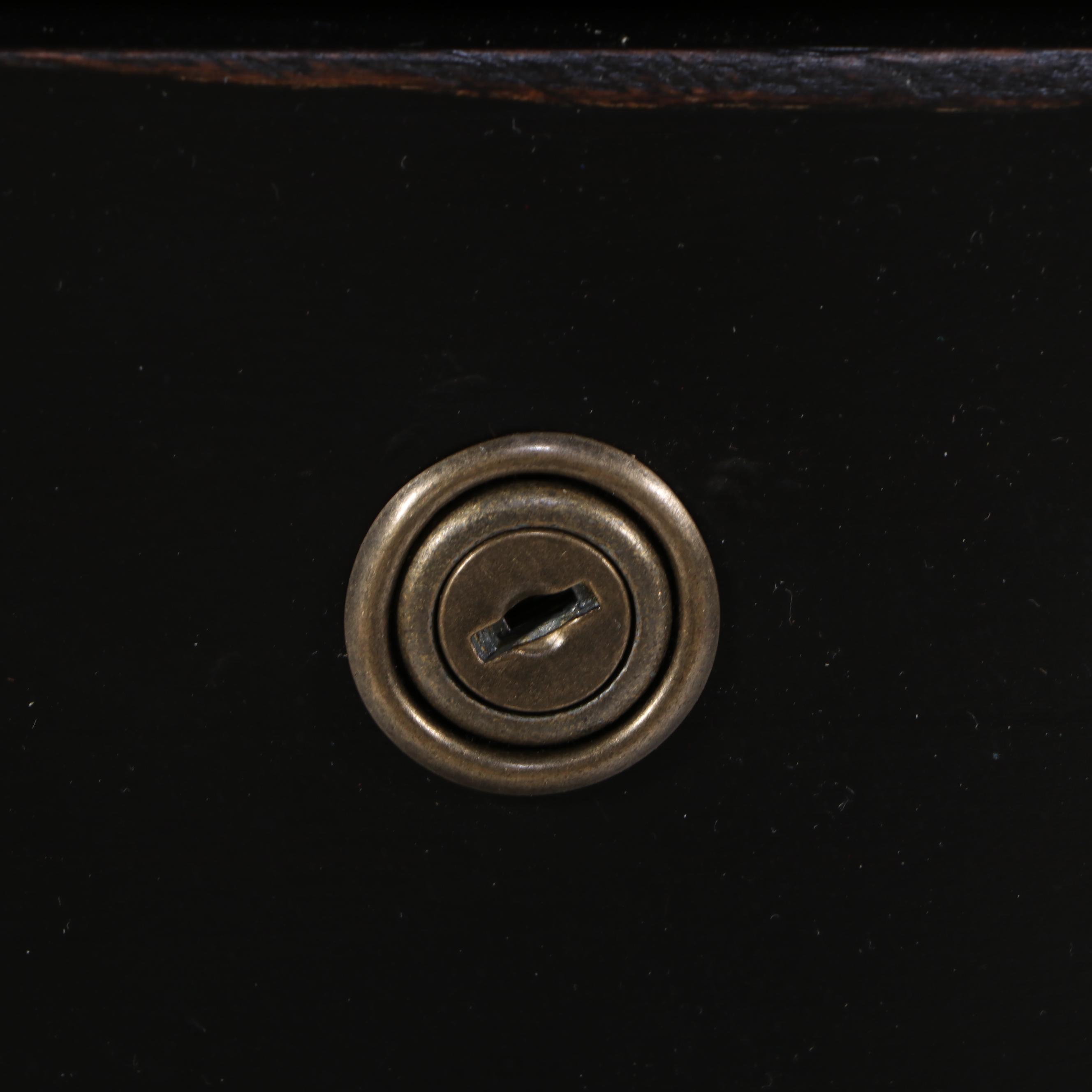 Hekman Leather Top Black Painted Wood Lateral Filing Cabinet